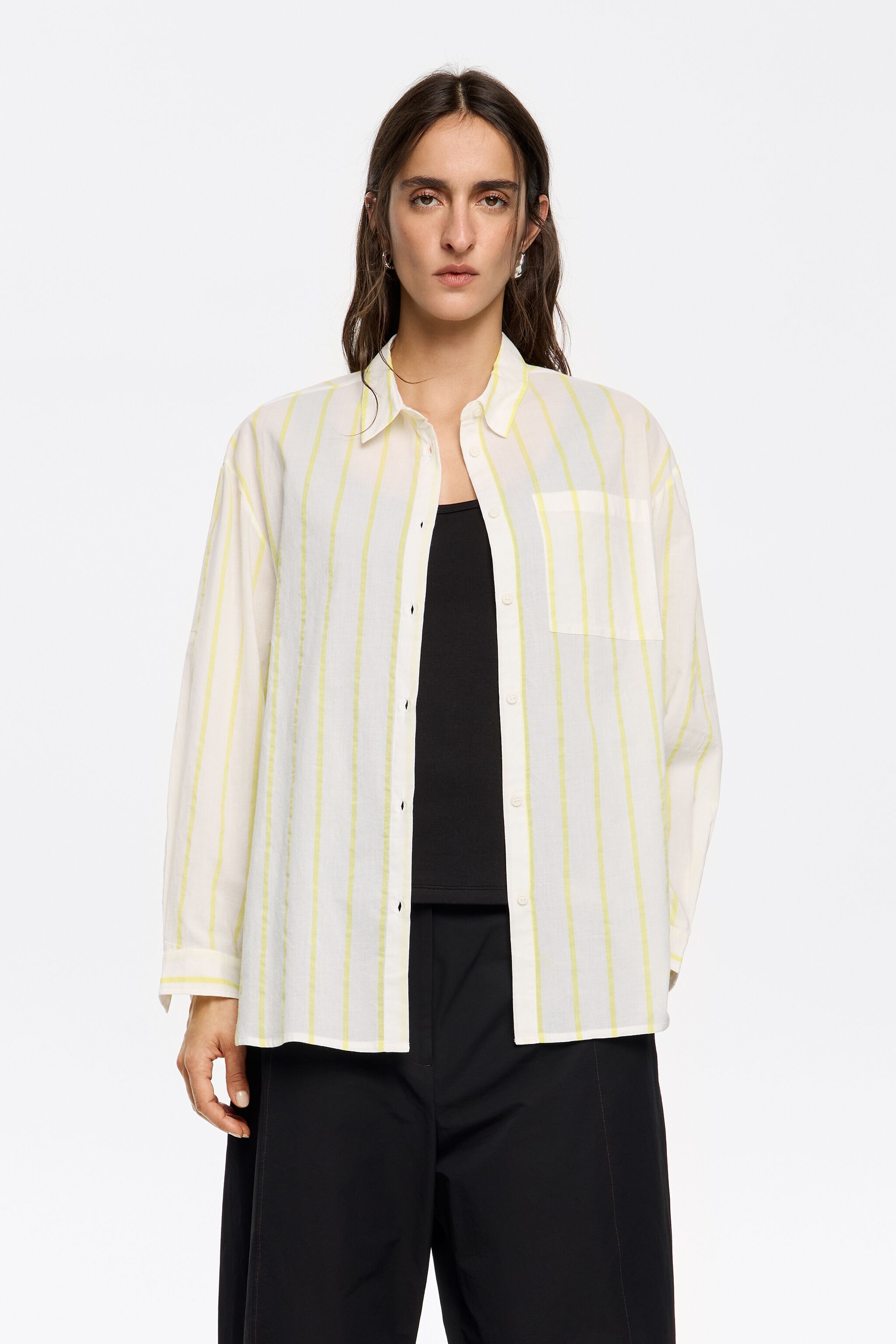 Yellow striped shirt with back knot