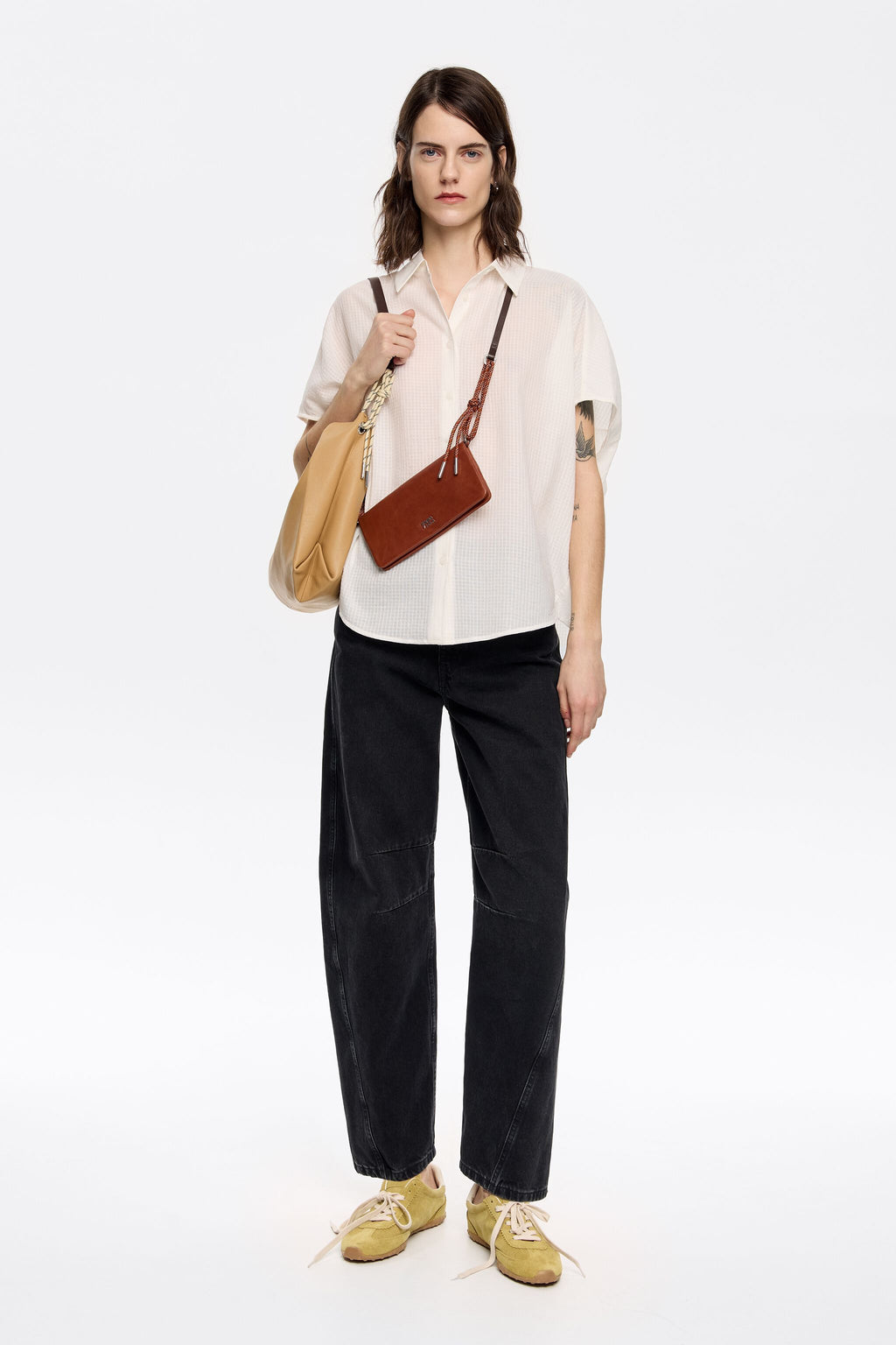 Ivory textured cape shirt