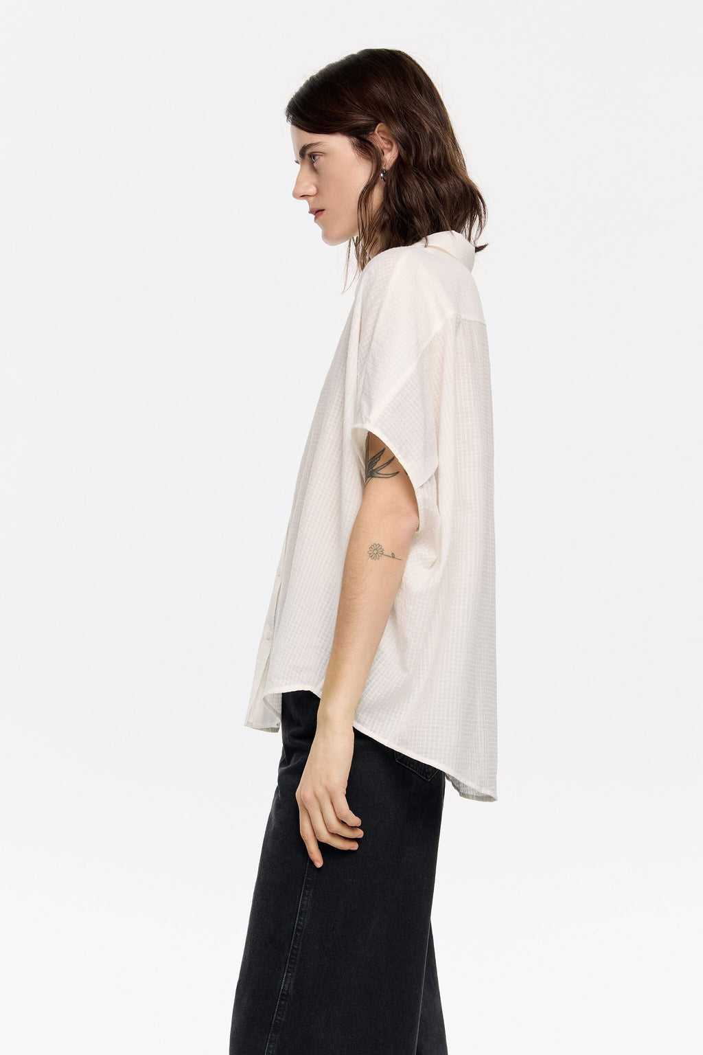 Ivory textured cape shirt