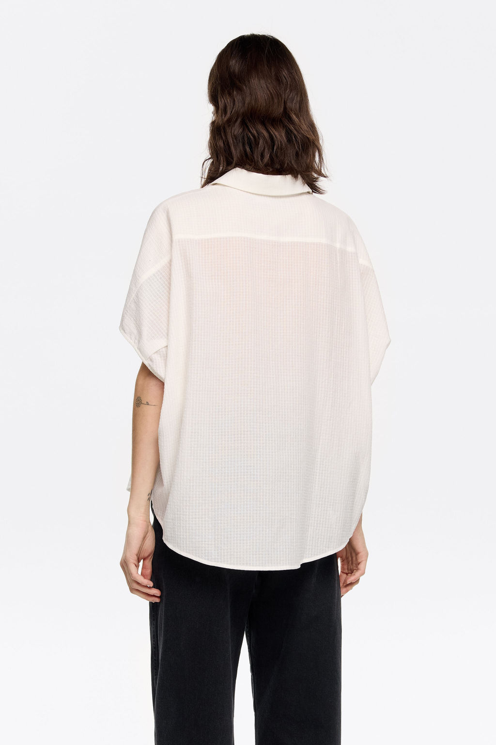 Ivory textured cape shirt