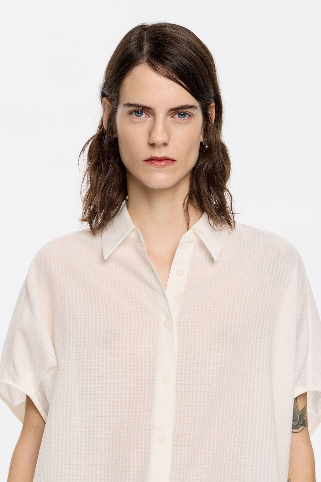 Ivory textured cape shirt