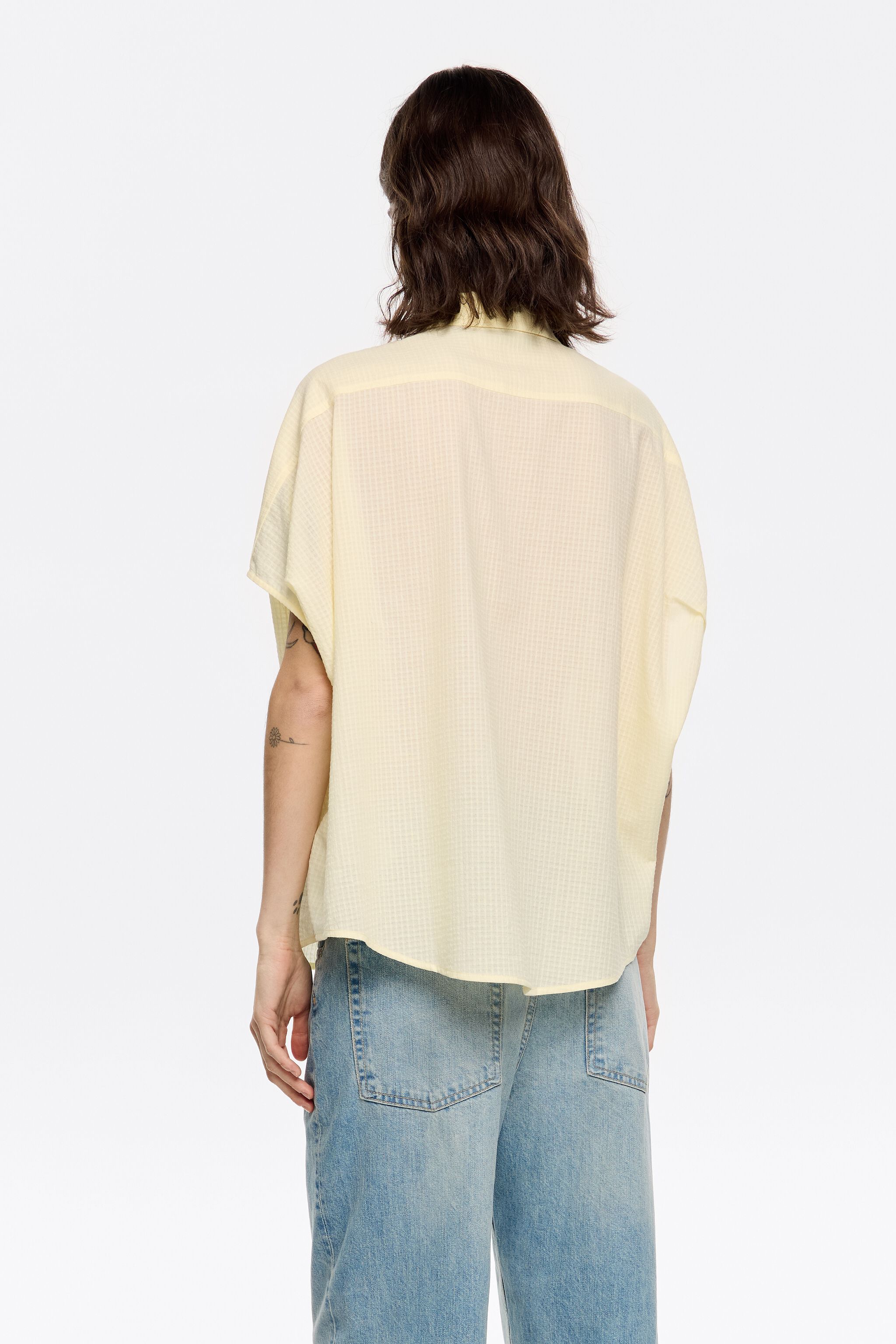 Yellow textured cape shirt