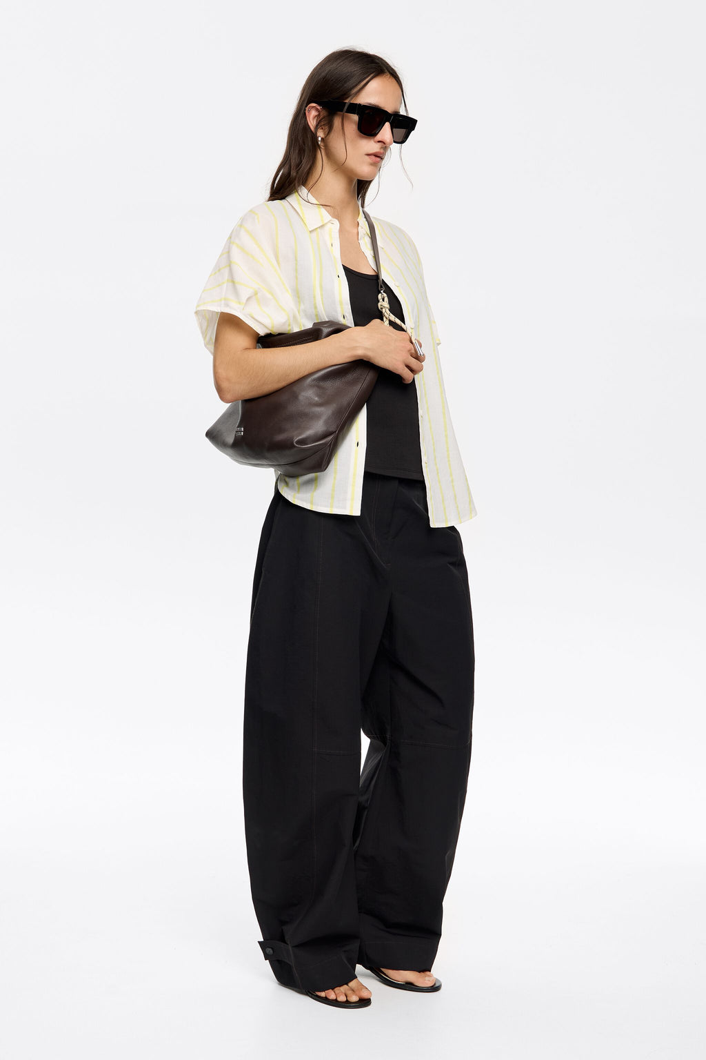 Yellow striped cape shirt