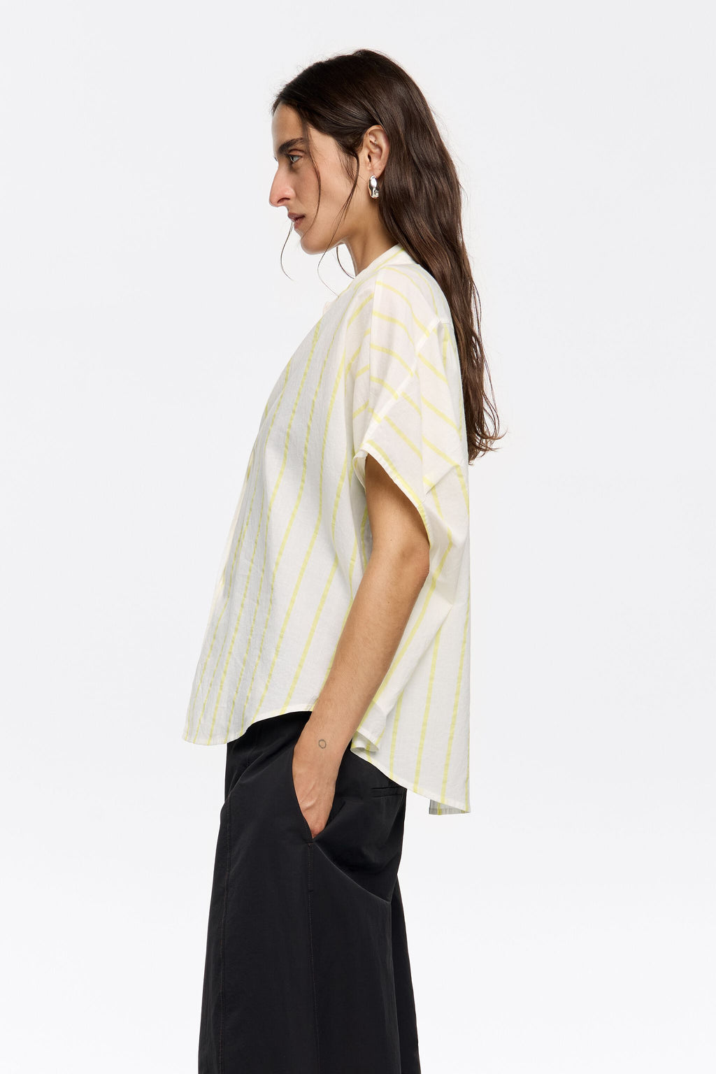 Yellow striped cape shirt