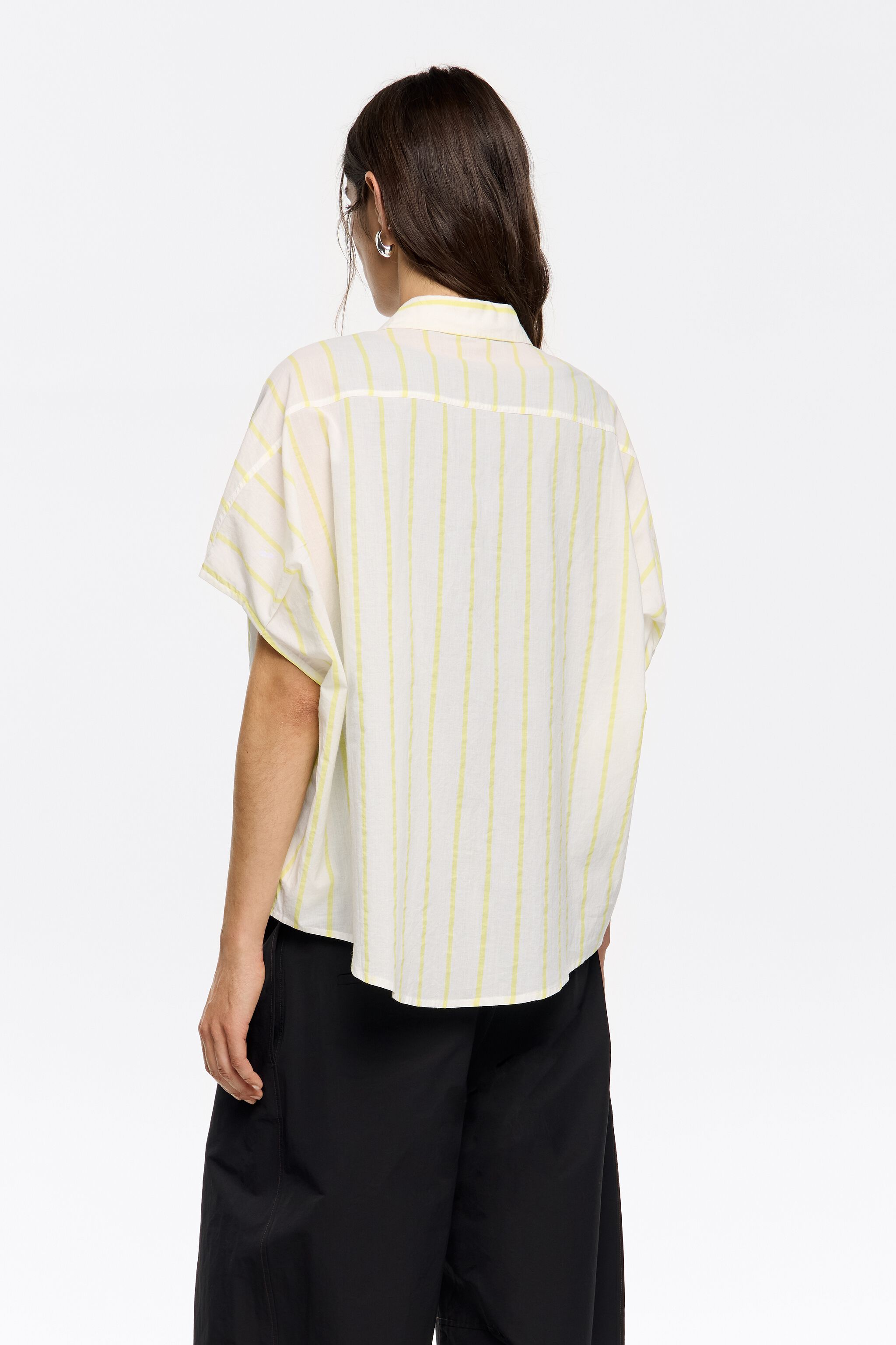 Yellow striped cape shirt