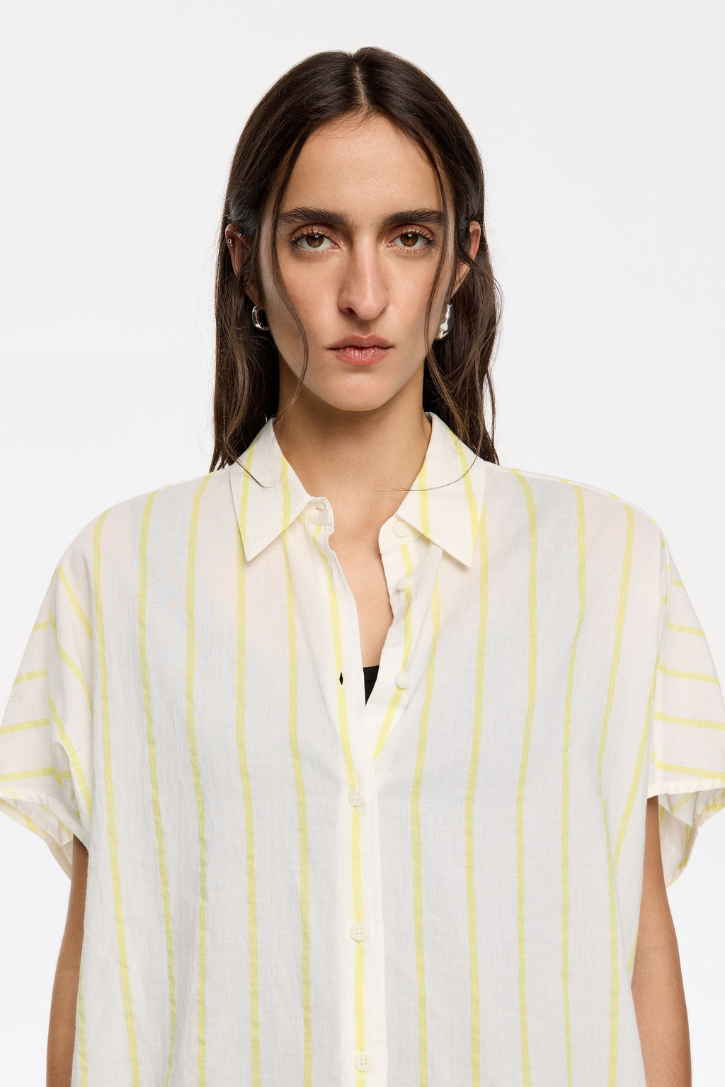 Yellow striped cape shirt