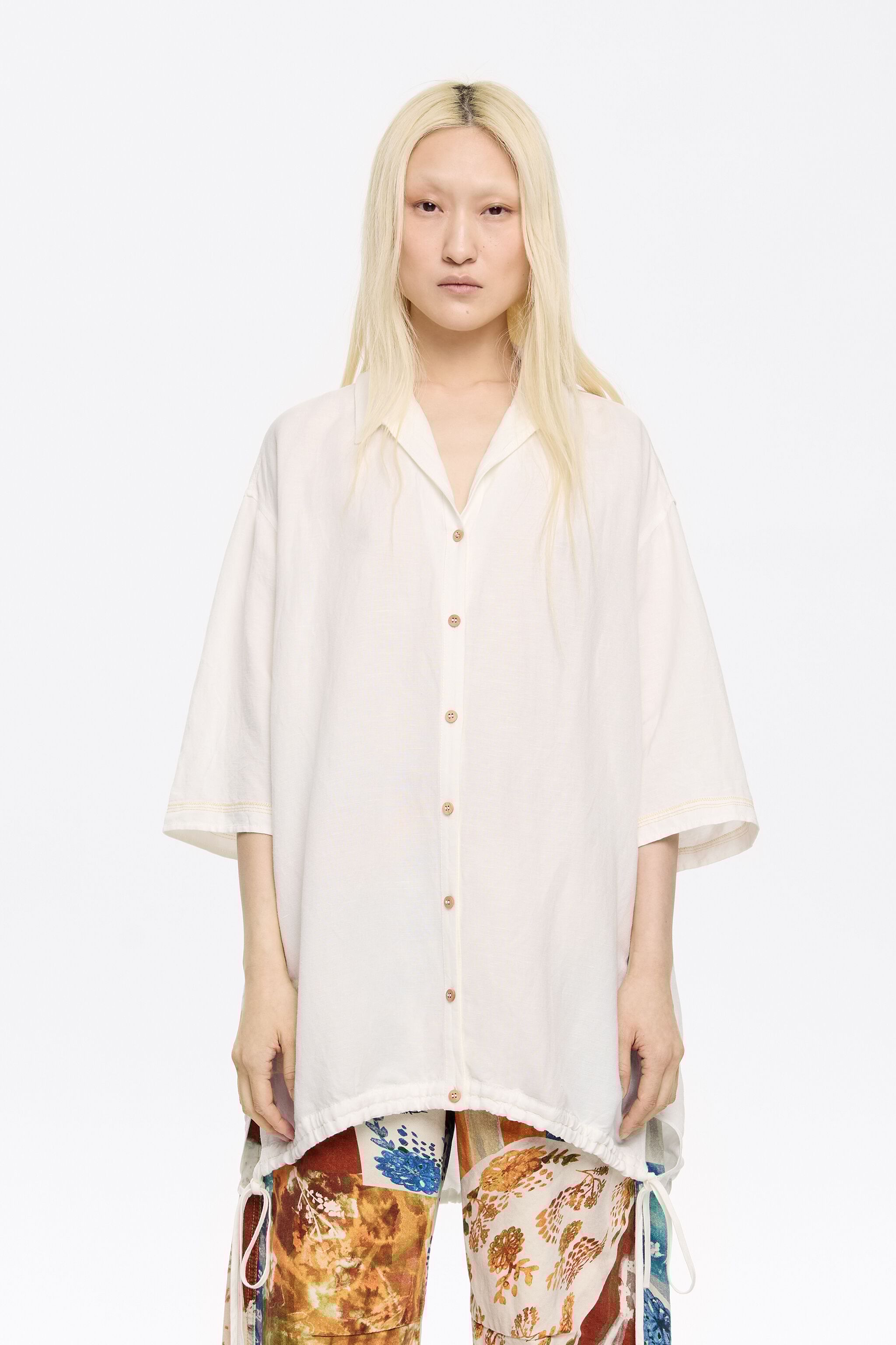 Oversize ivory linen shirt