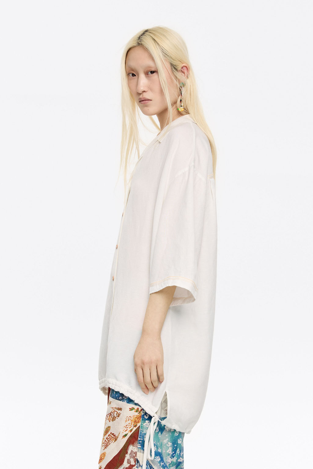 Oversize ivory linen shirt
