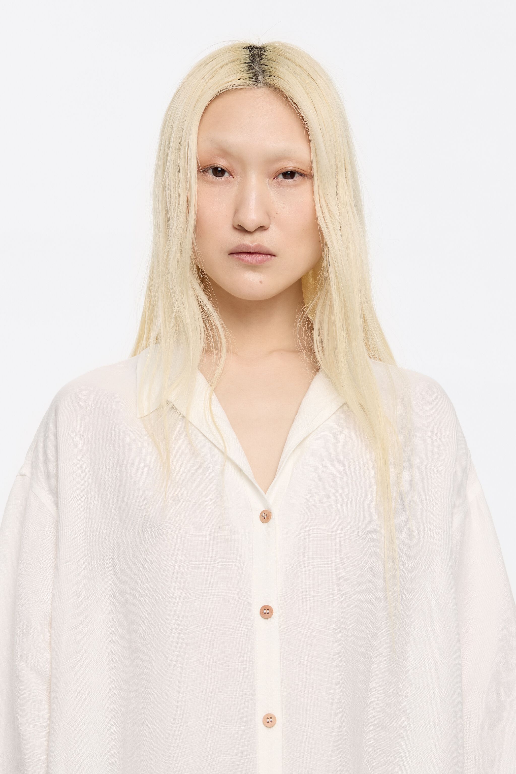 Oversize ivory linen shirt