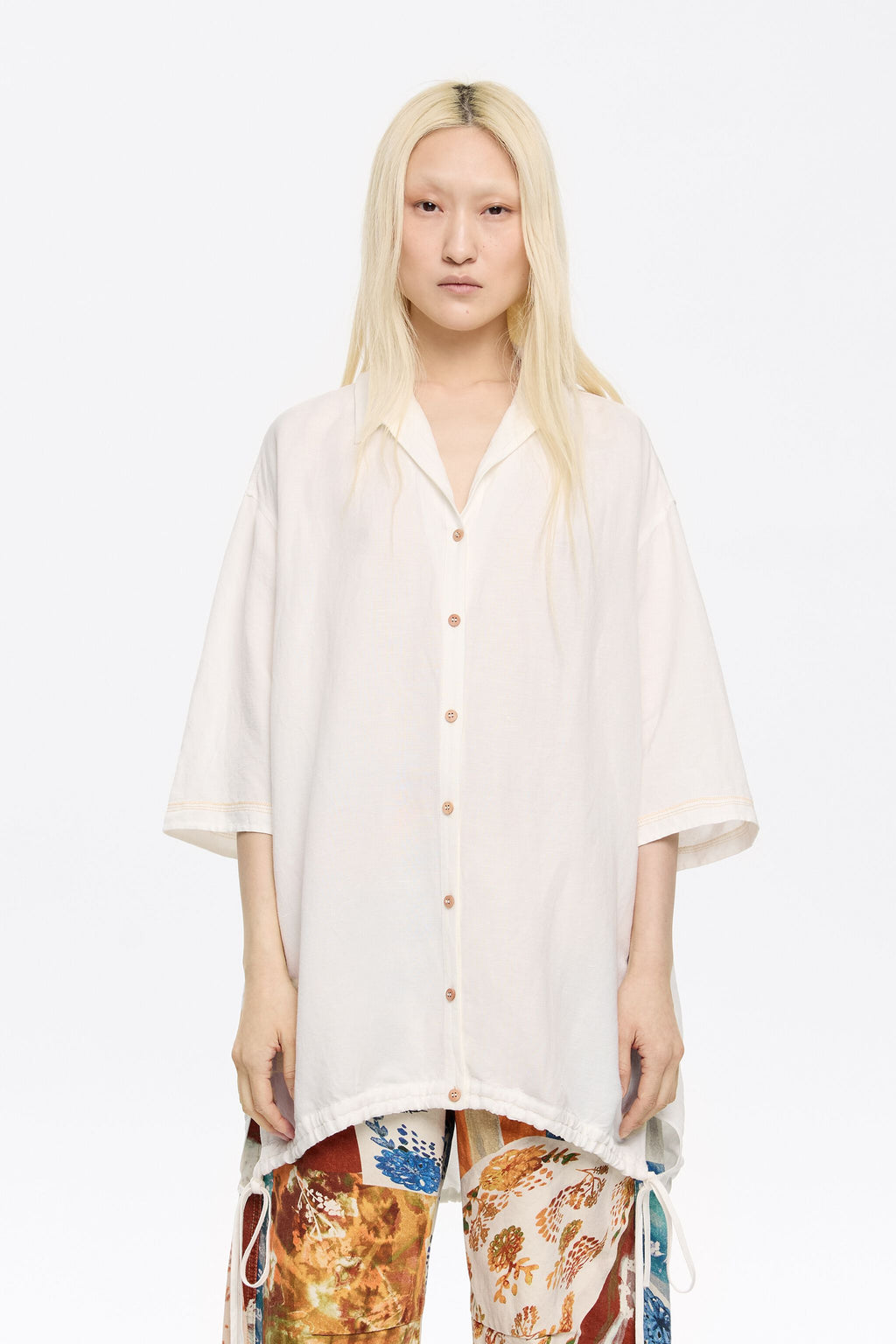 Oversize ivory linen shirt
