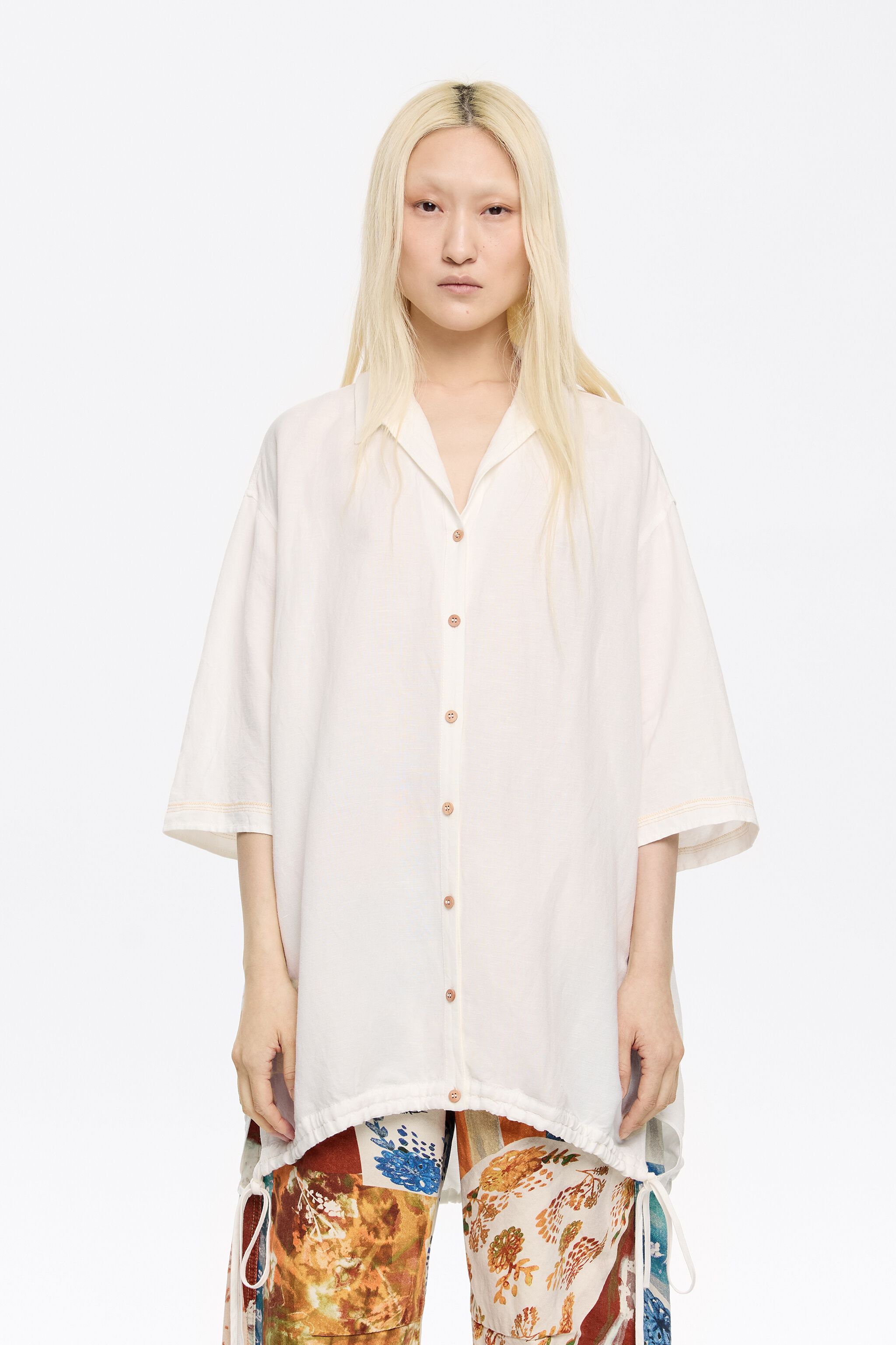 Oversize ivory linen shirt