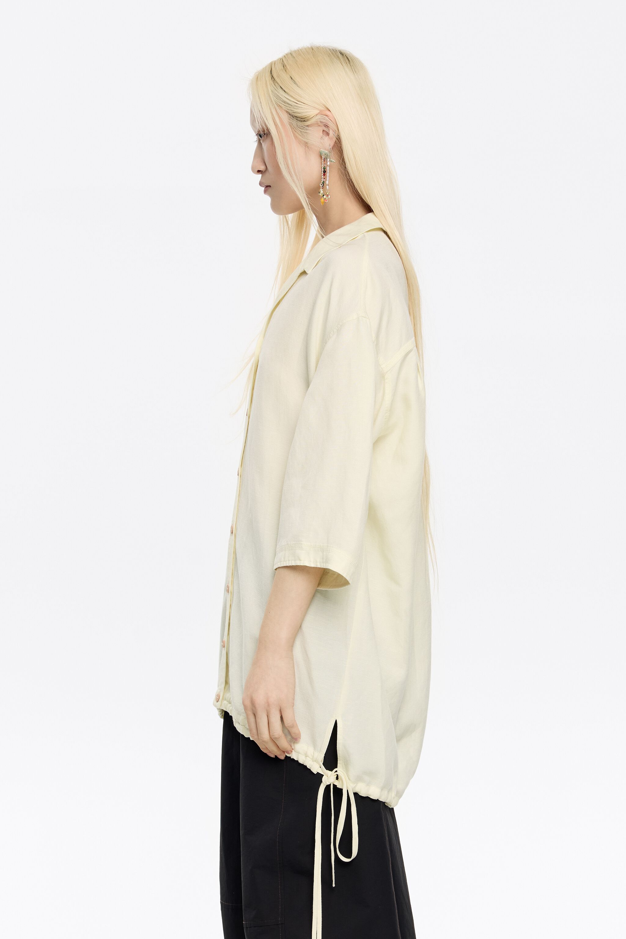 Oversize yellow linen shirt