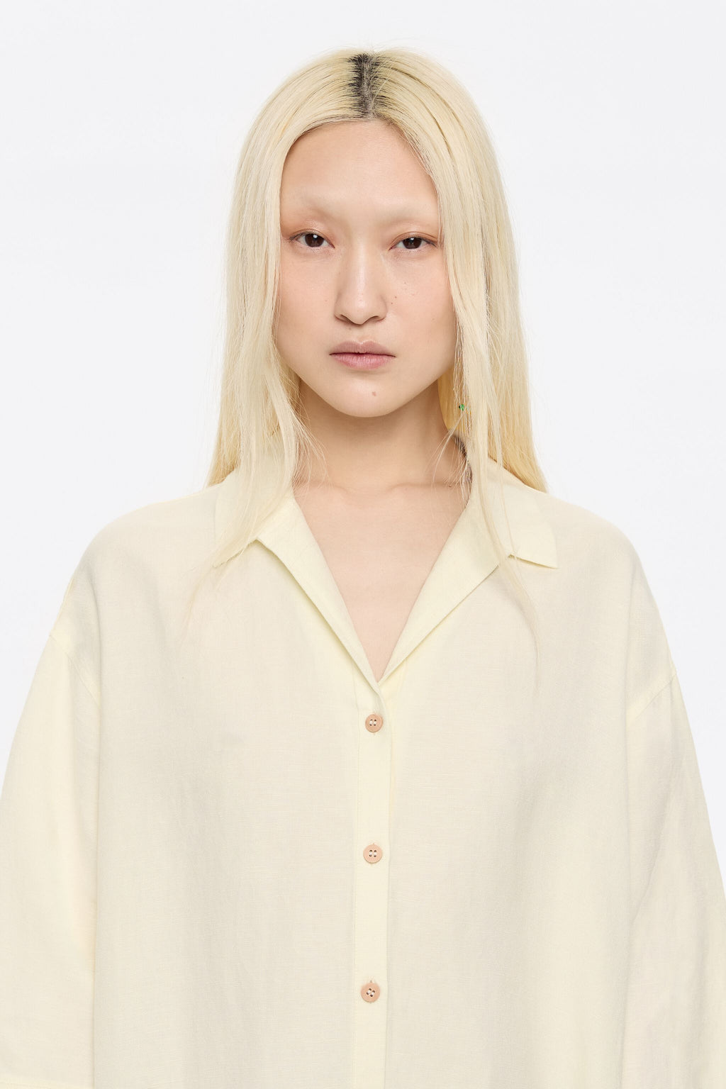 Oversize yellow linen shirt