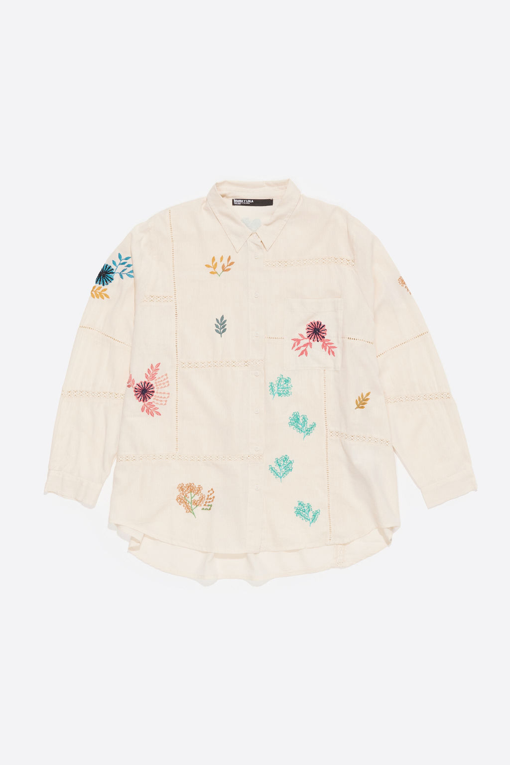 Off-white shirt with contrast embroidered trim