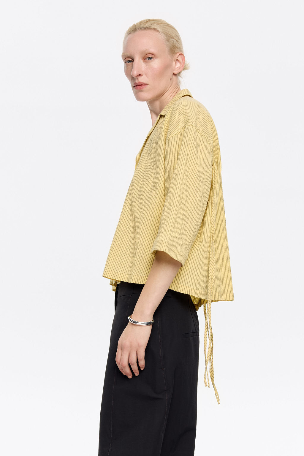 Yellow striped boxy shirt