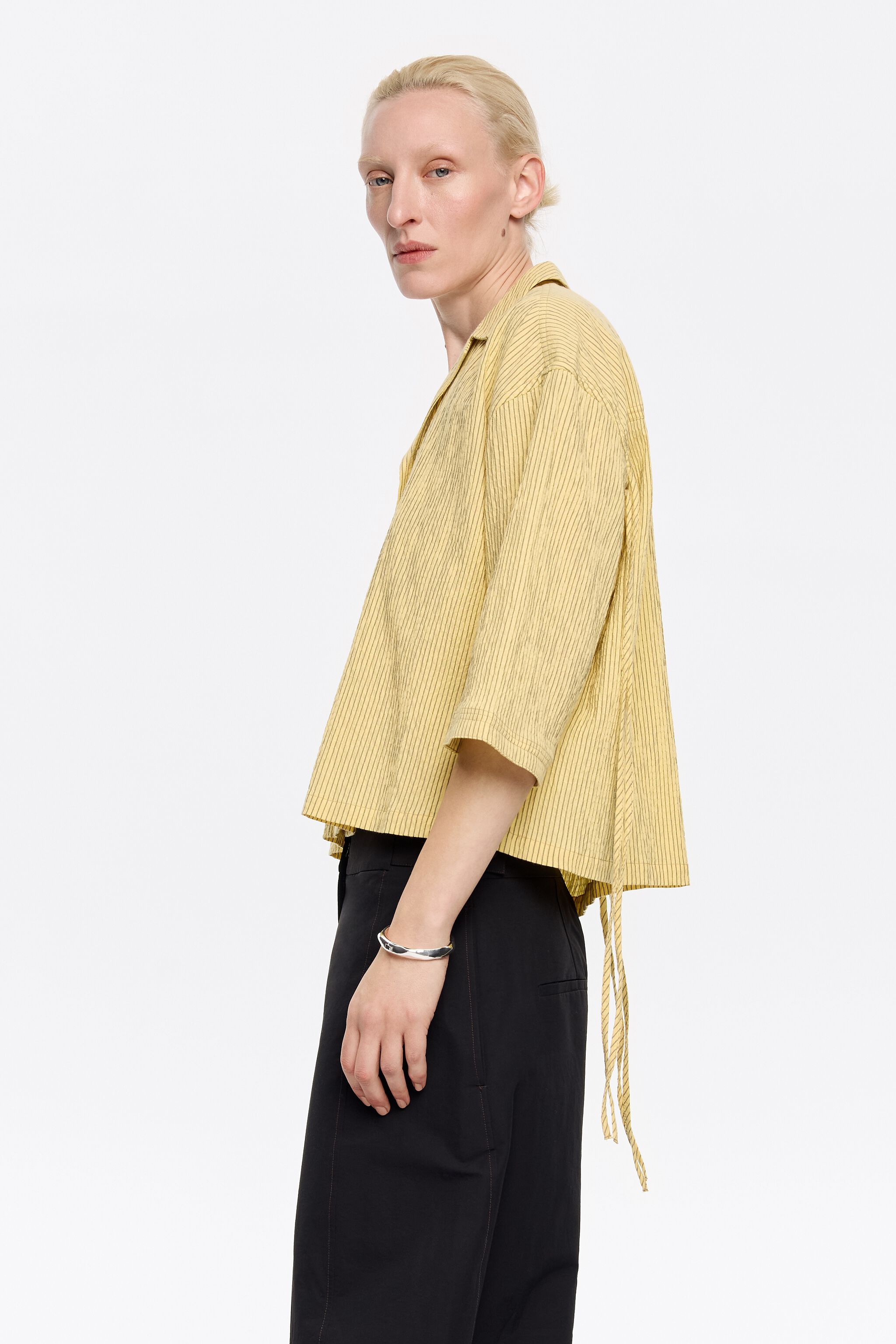 Yellow striped boxy shirt