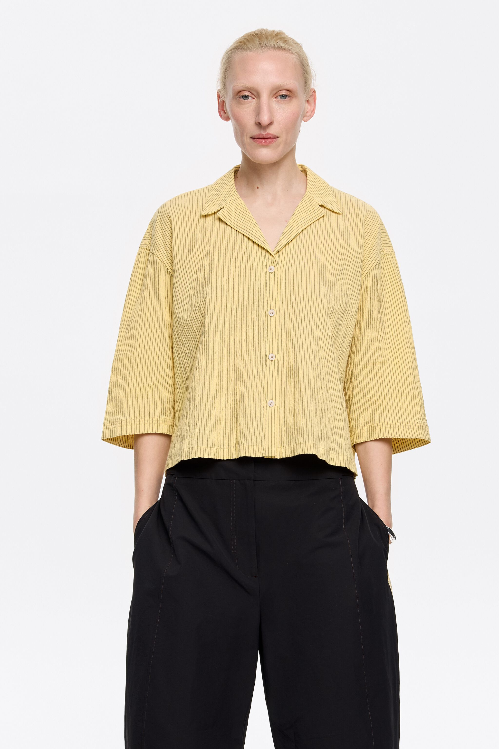Yellow striped boxy shirt