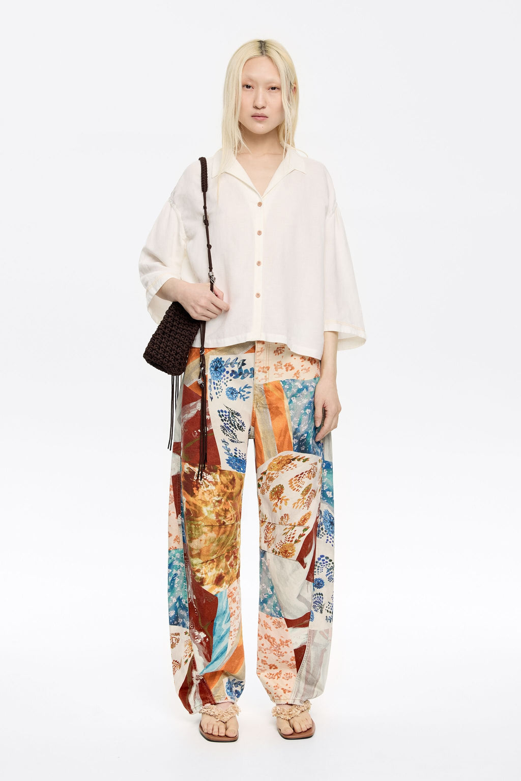 Ivory boxy linen shirt