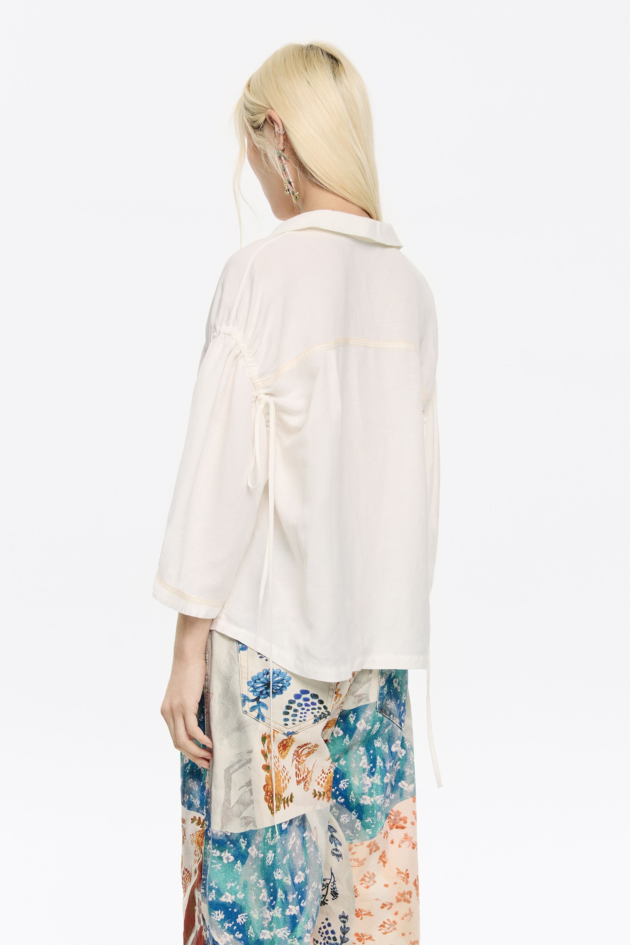 Ivory boxy linen shirt