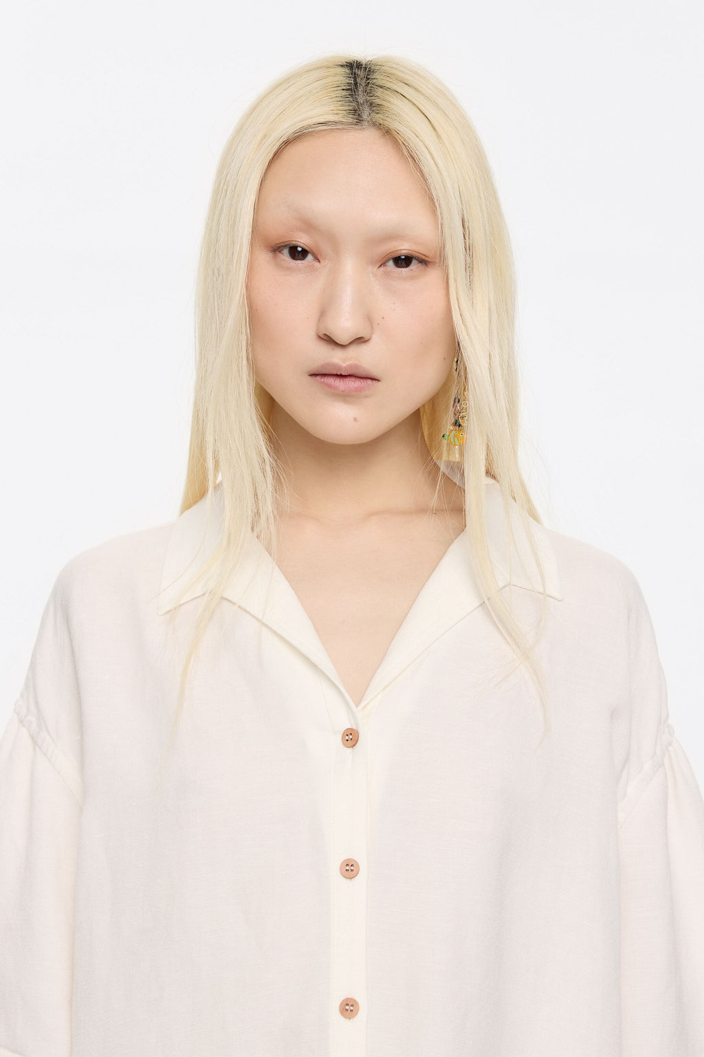 Ivory boxy linen shirt