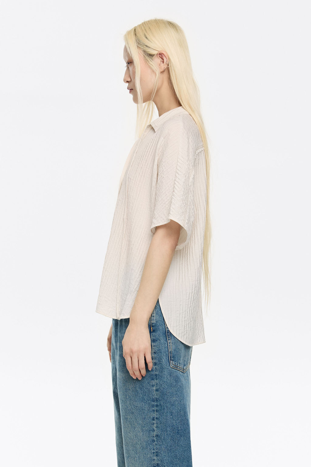 Ivory tie-front cape shirt