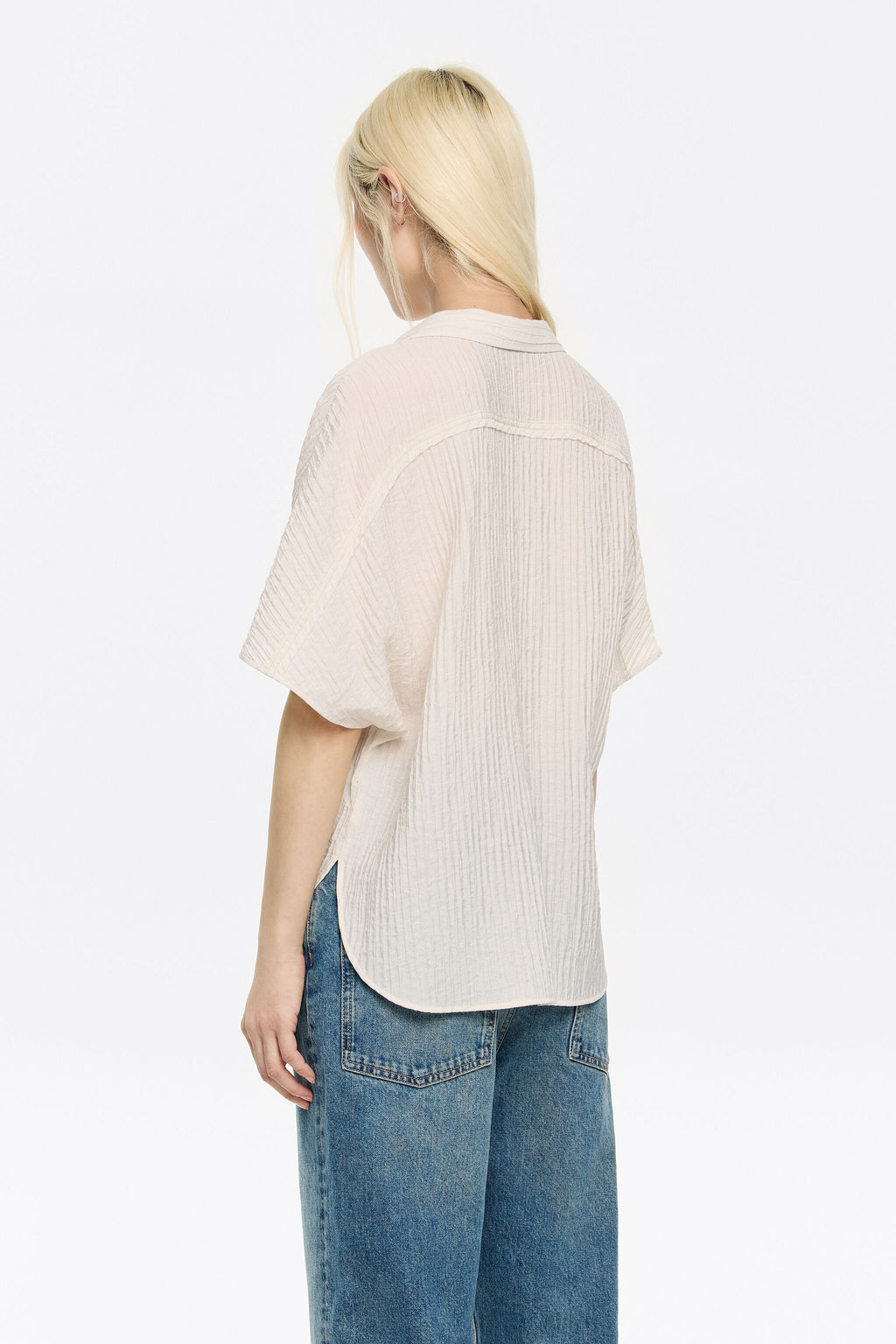Ivory tie-front cape shirt