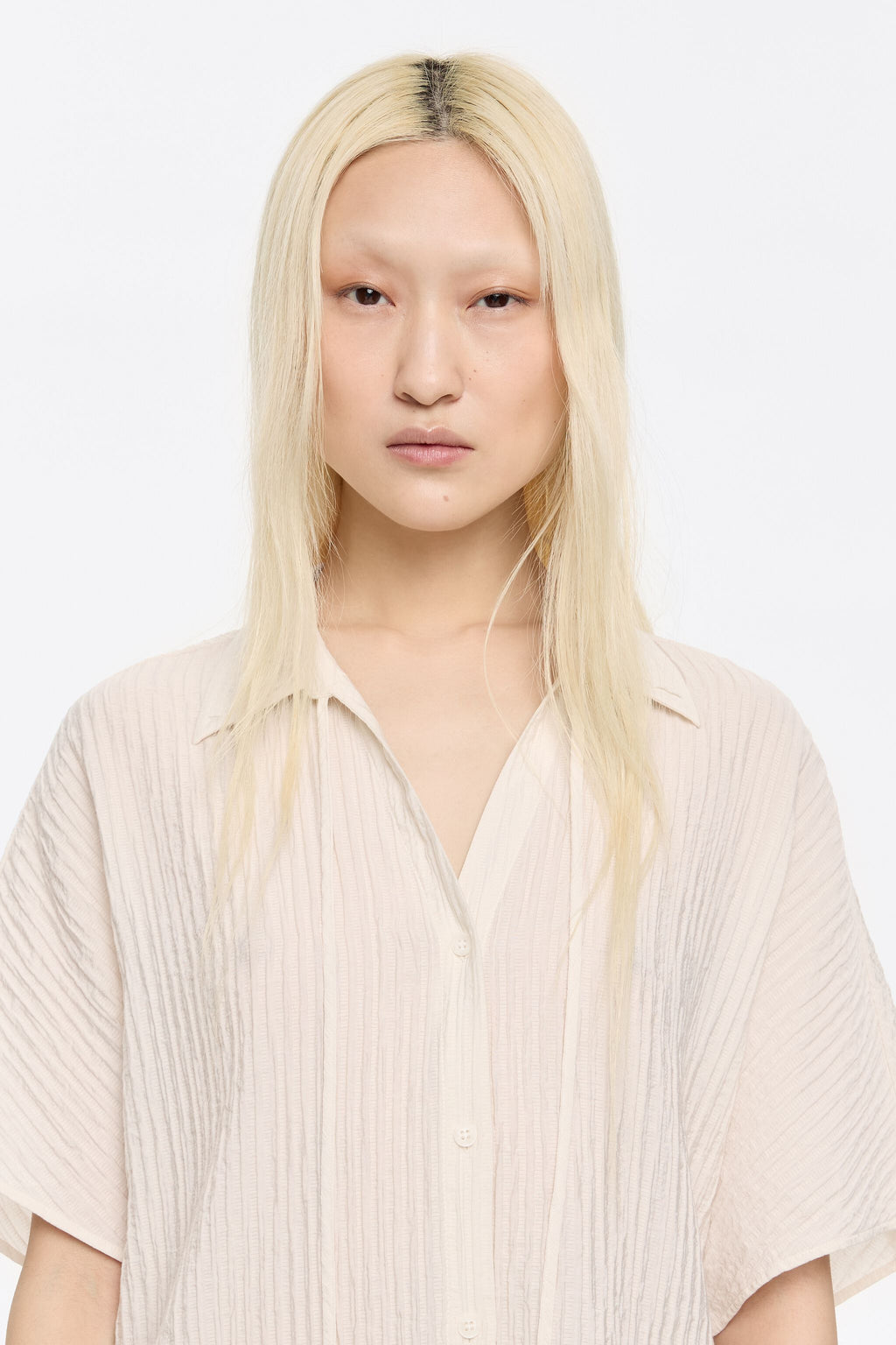 Ivory tie-front cape shirt