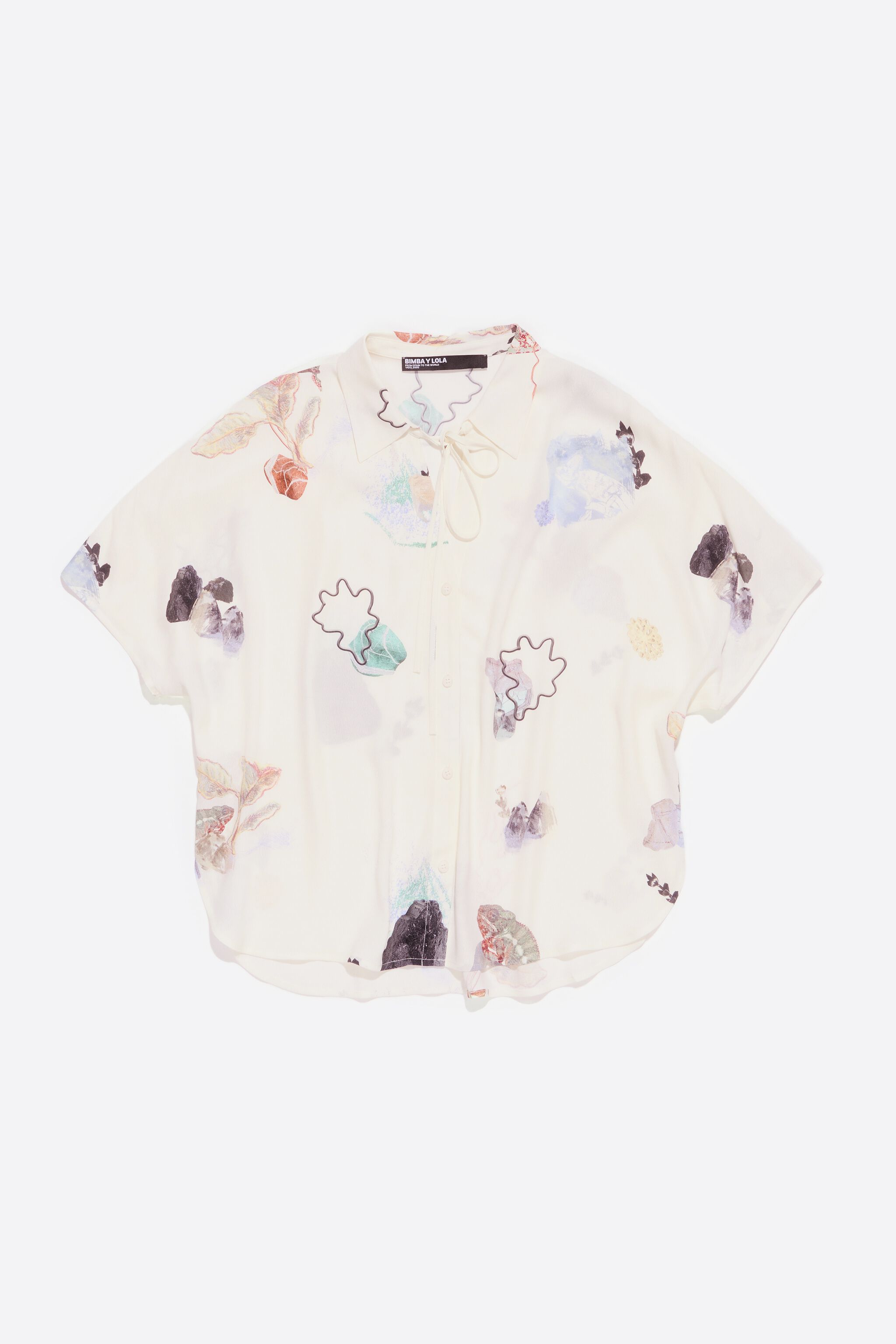 Ivory Chameleon tie-front cape shirt
