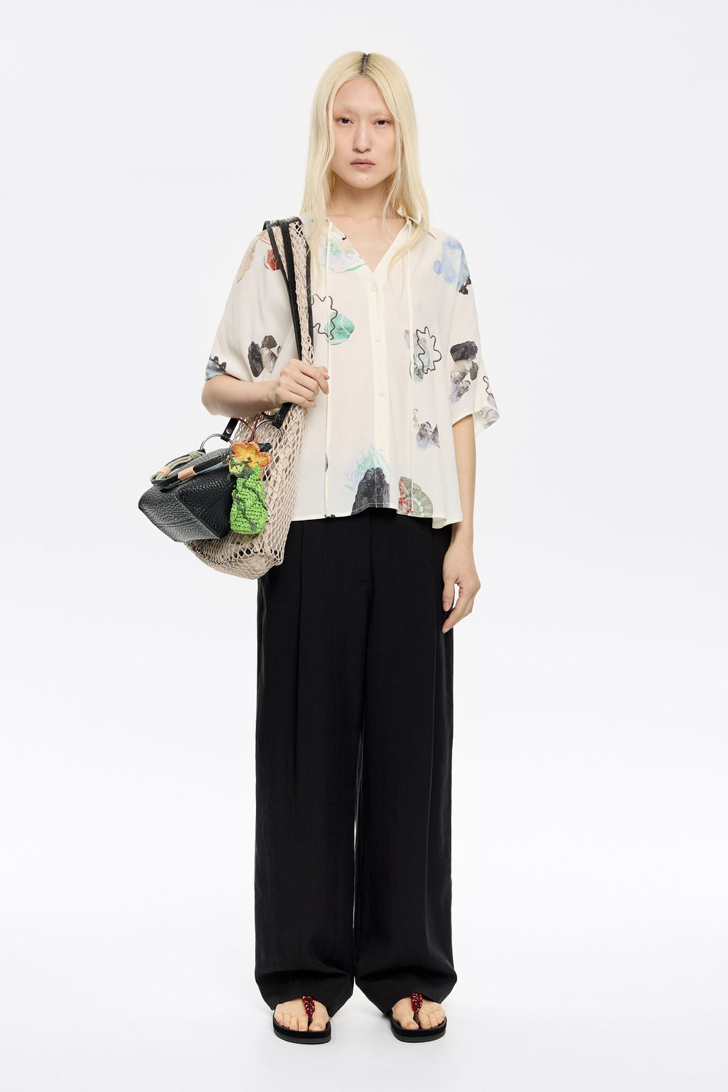 Ivory Chameleon tie-front cape shirt