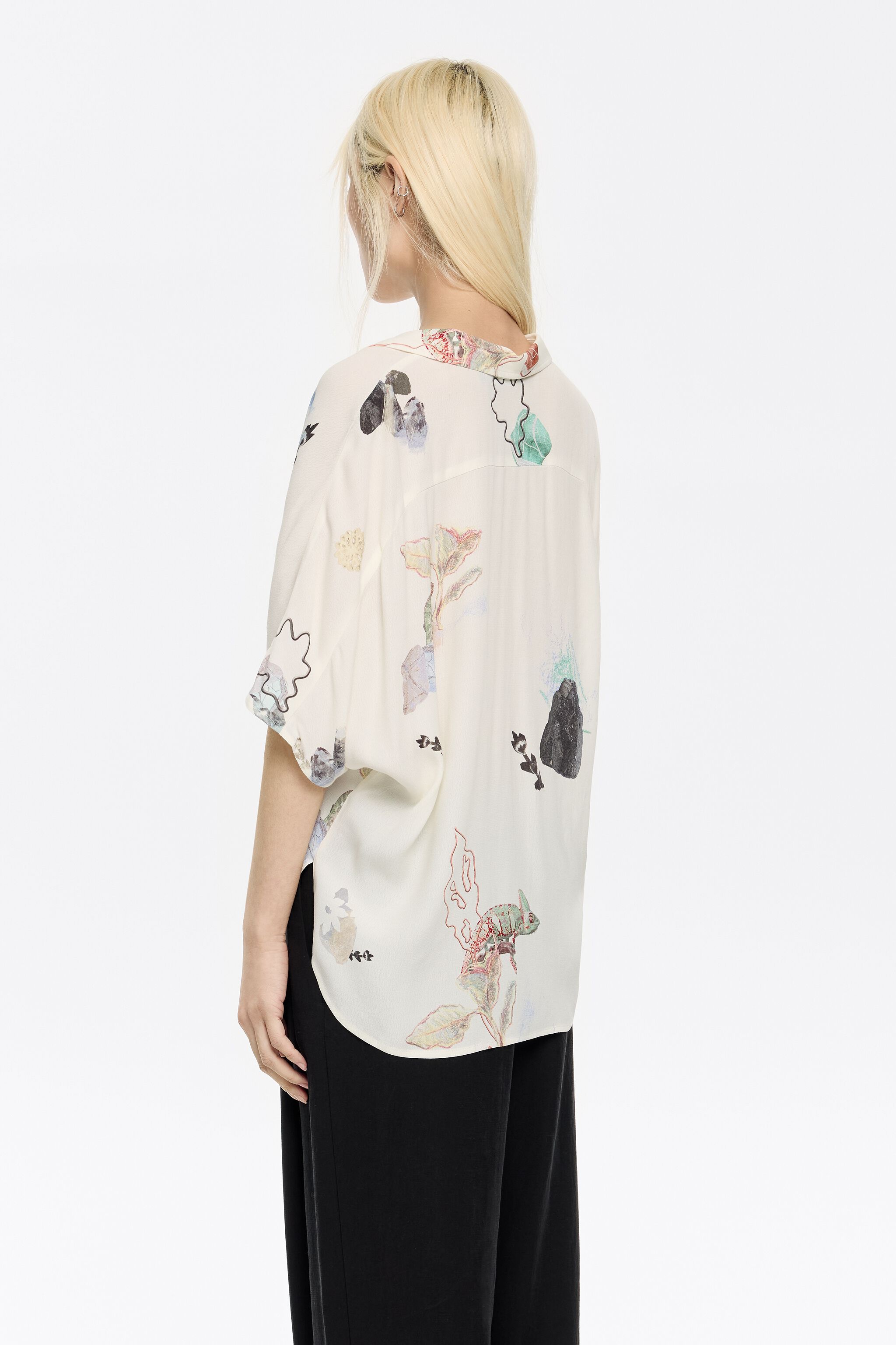 Ivory Chameleon tie-front cape shirt