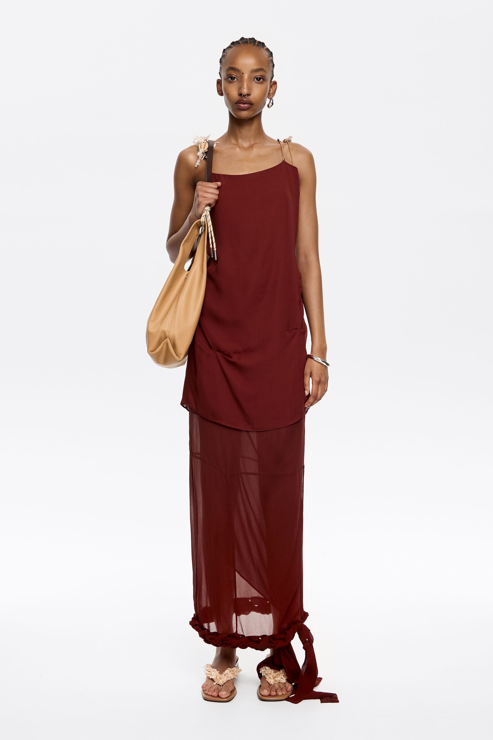 Brown fancy vest top