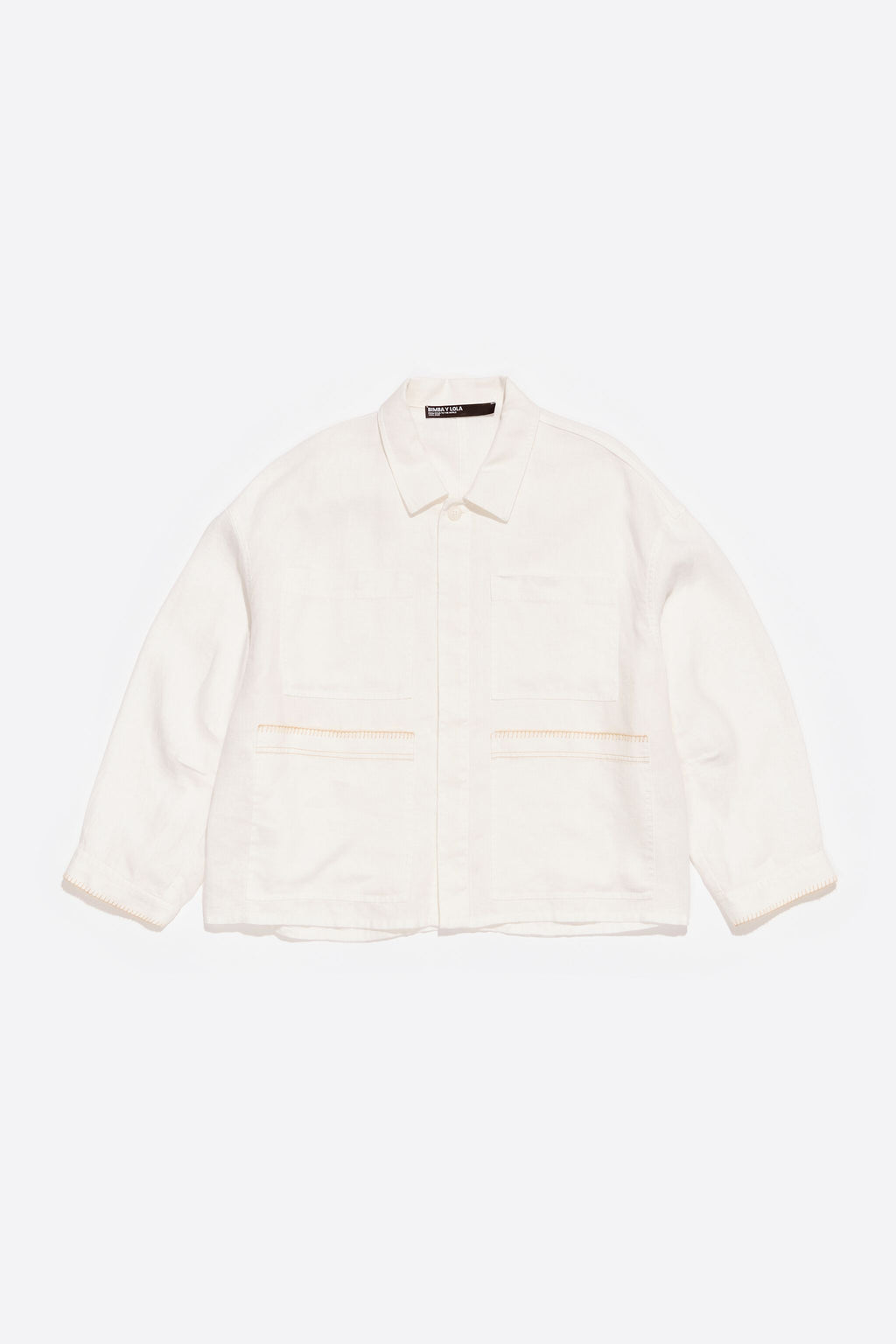 Ivory linen jacket with stitching