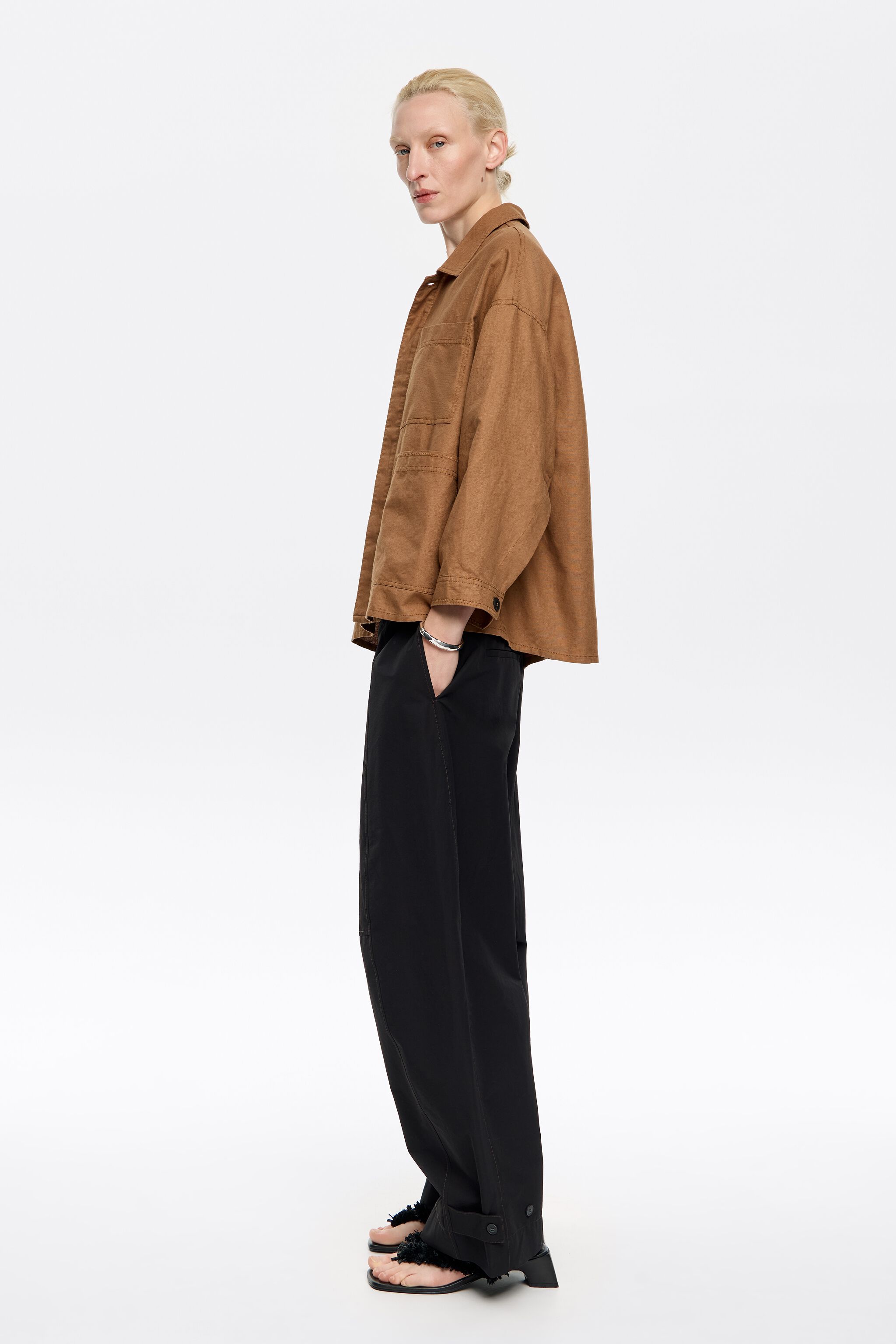 Light brown straight linen jacket