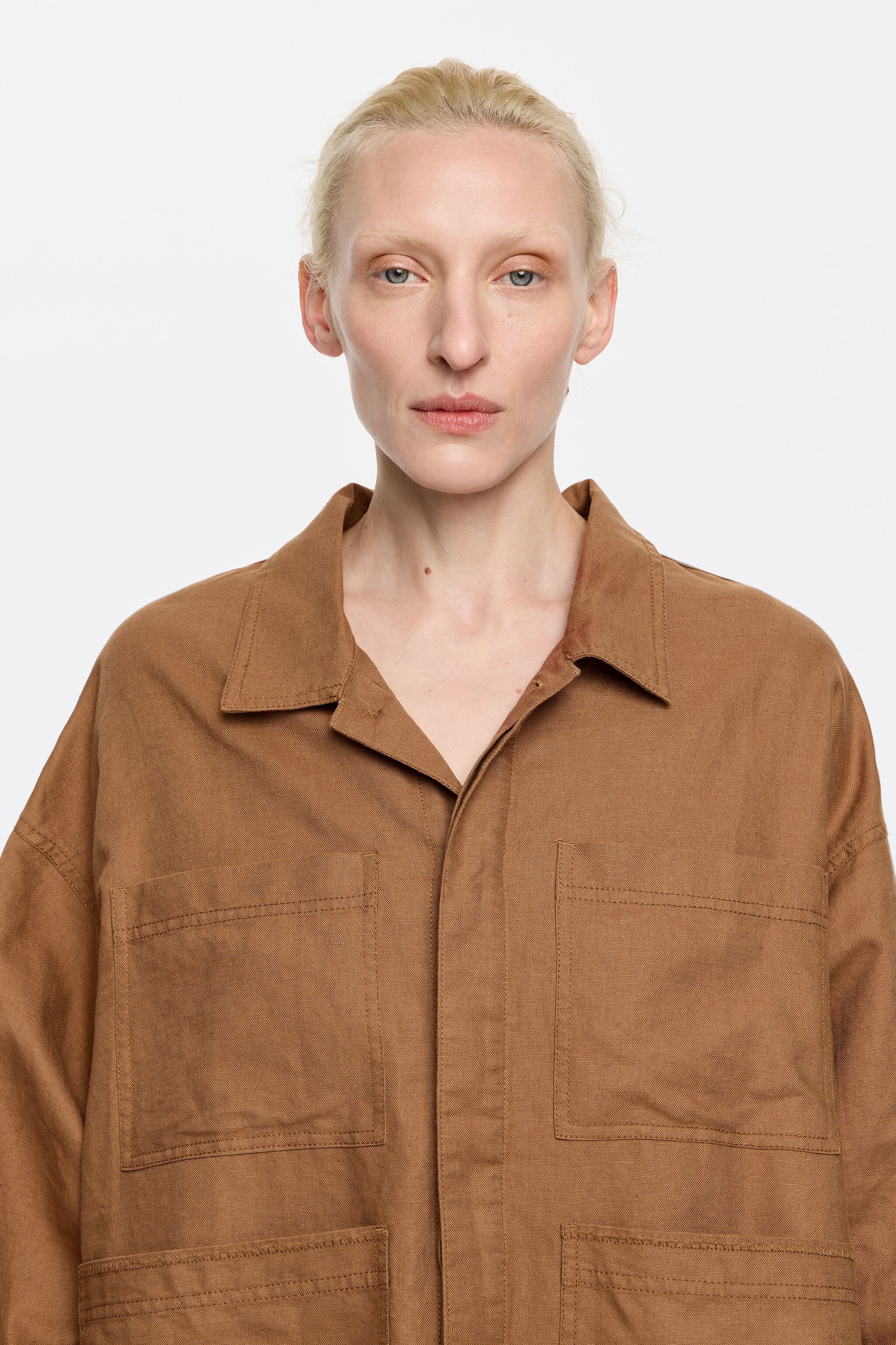 Light brown straight linen jacket