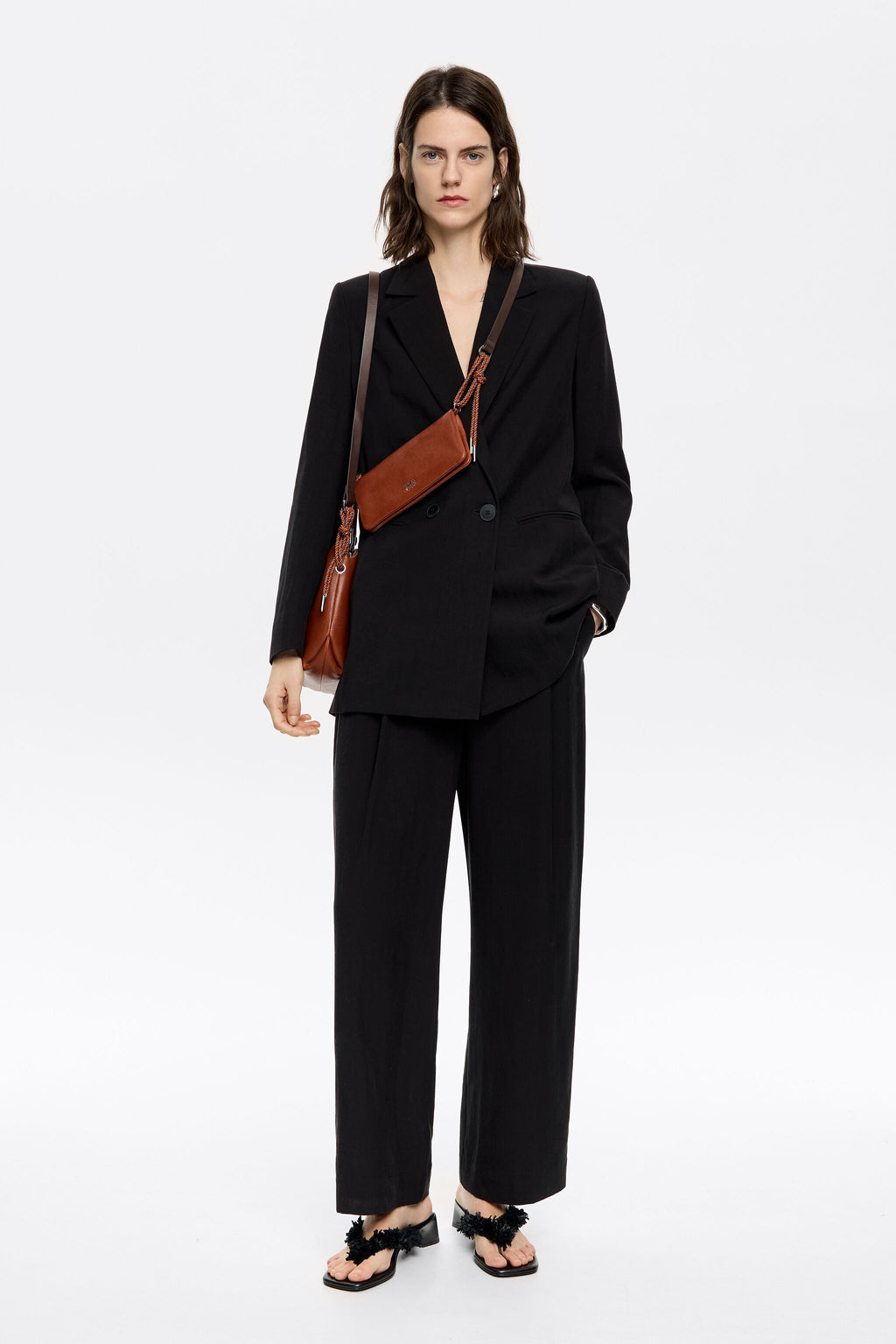 Black tailored double-breasted jacket