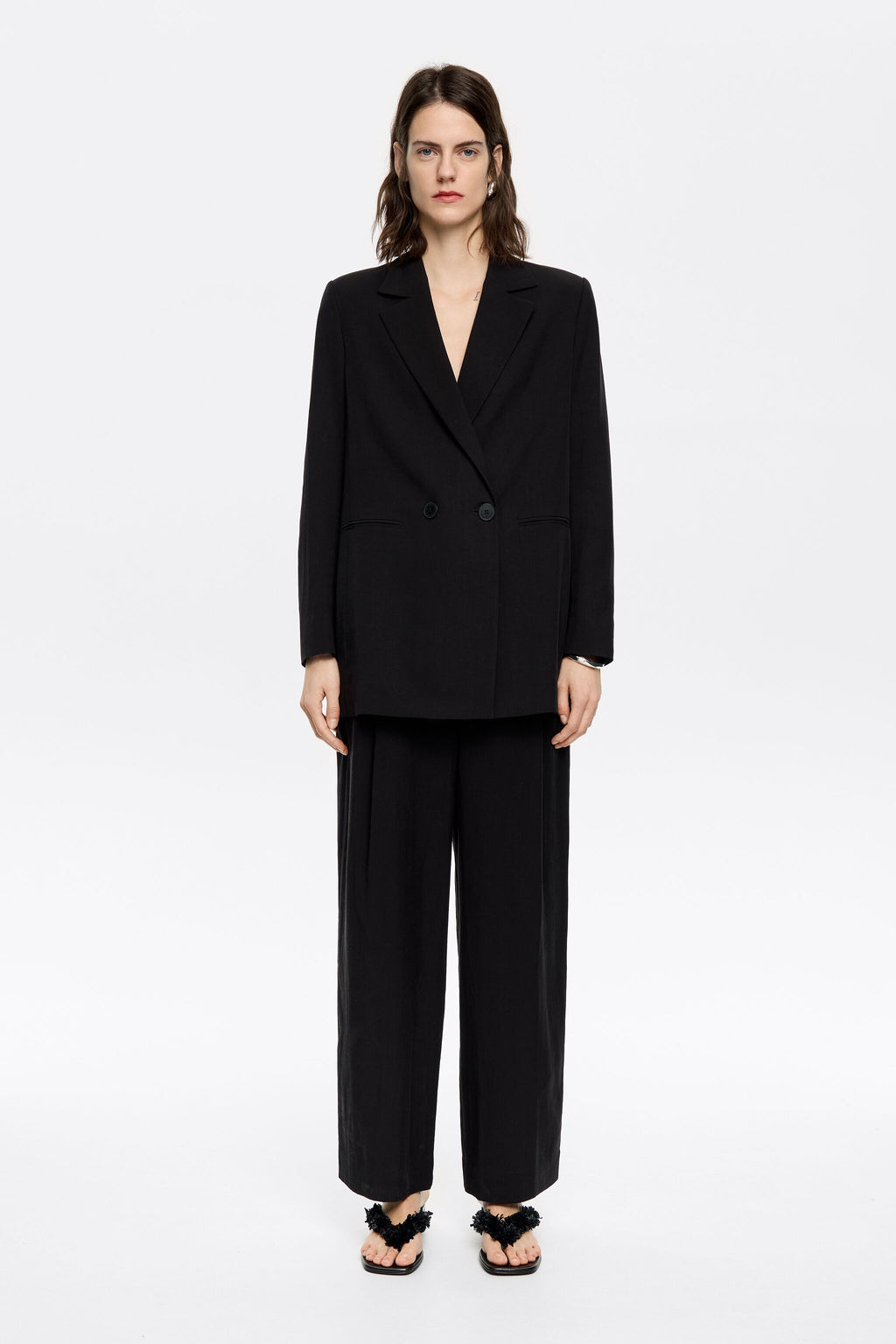 Black tailored double-breasted jacket