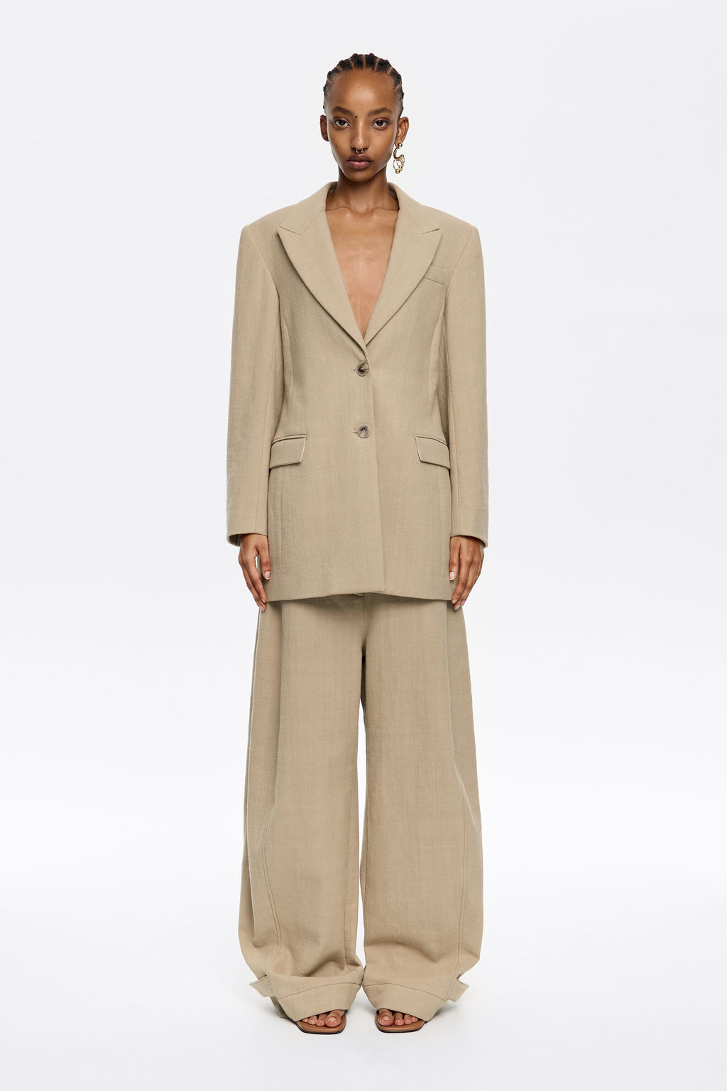 Sand fitted tailored jacket