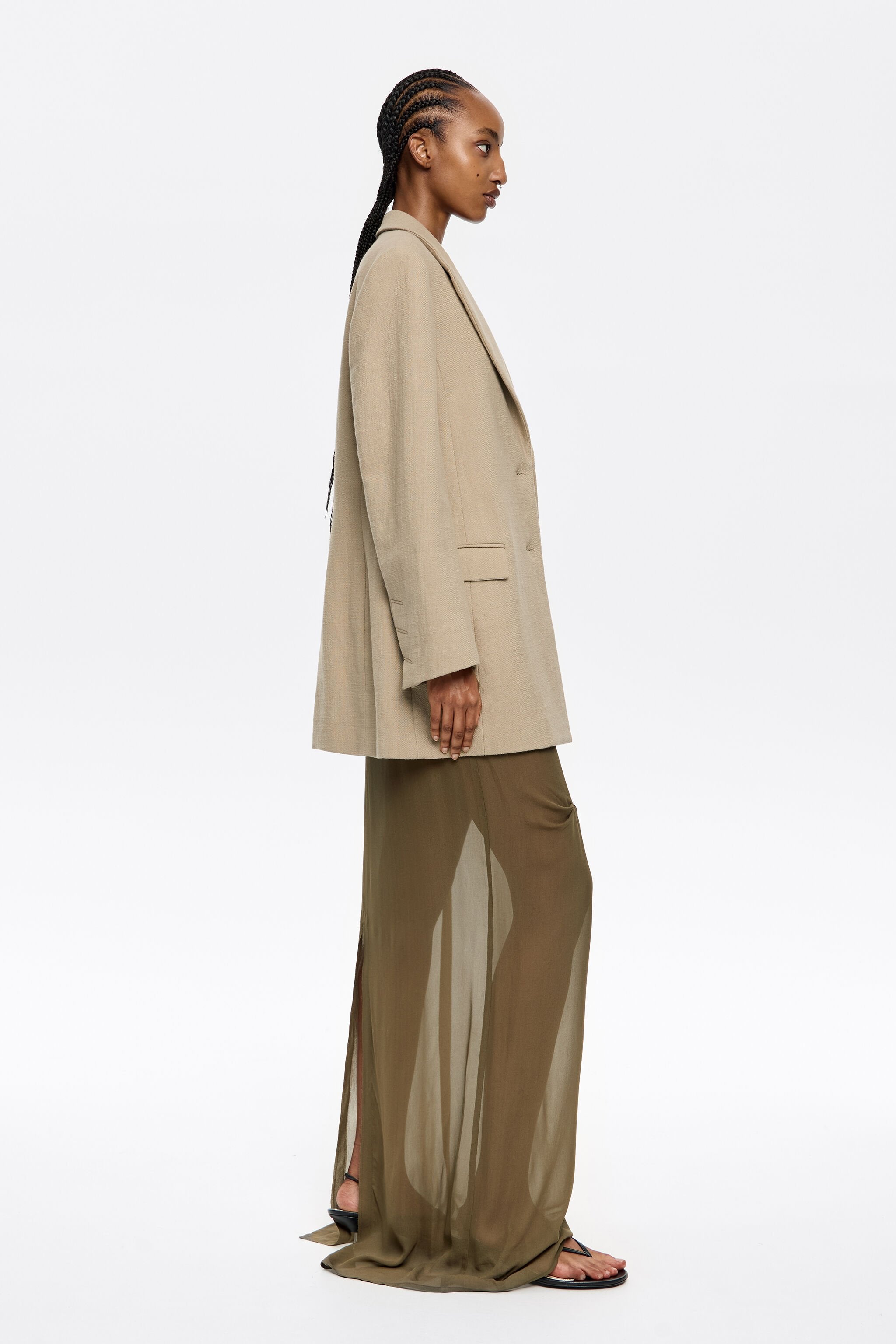 Sand fitted tailored jacket