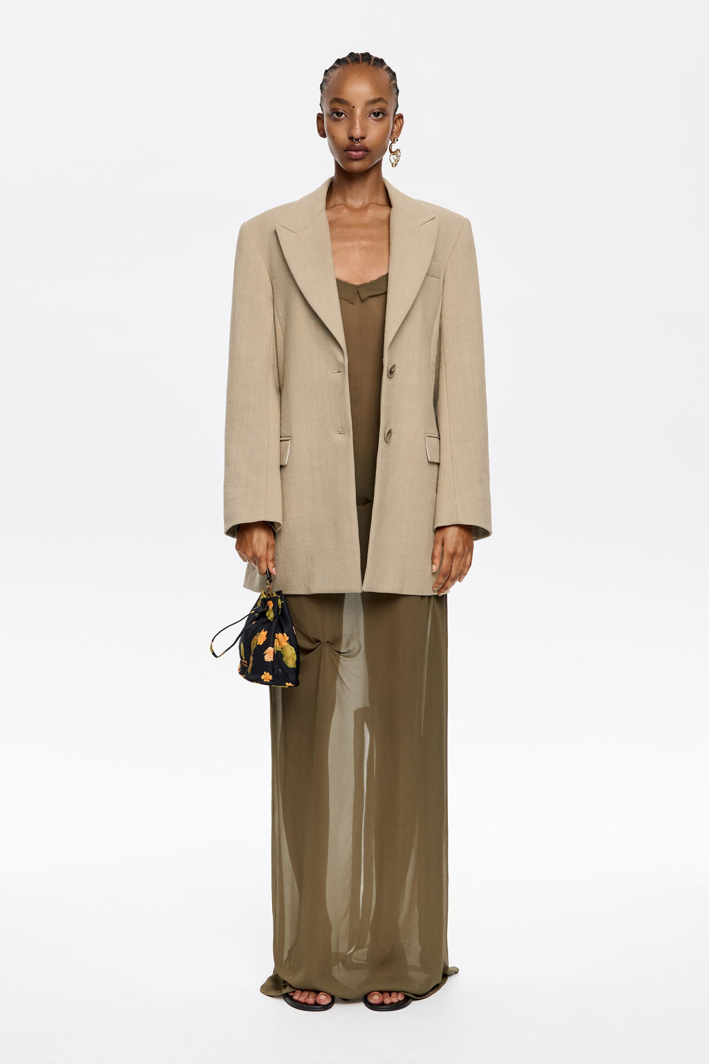 Sand fitted tailored jacket