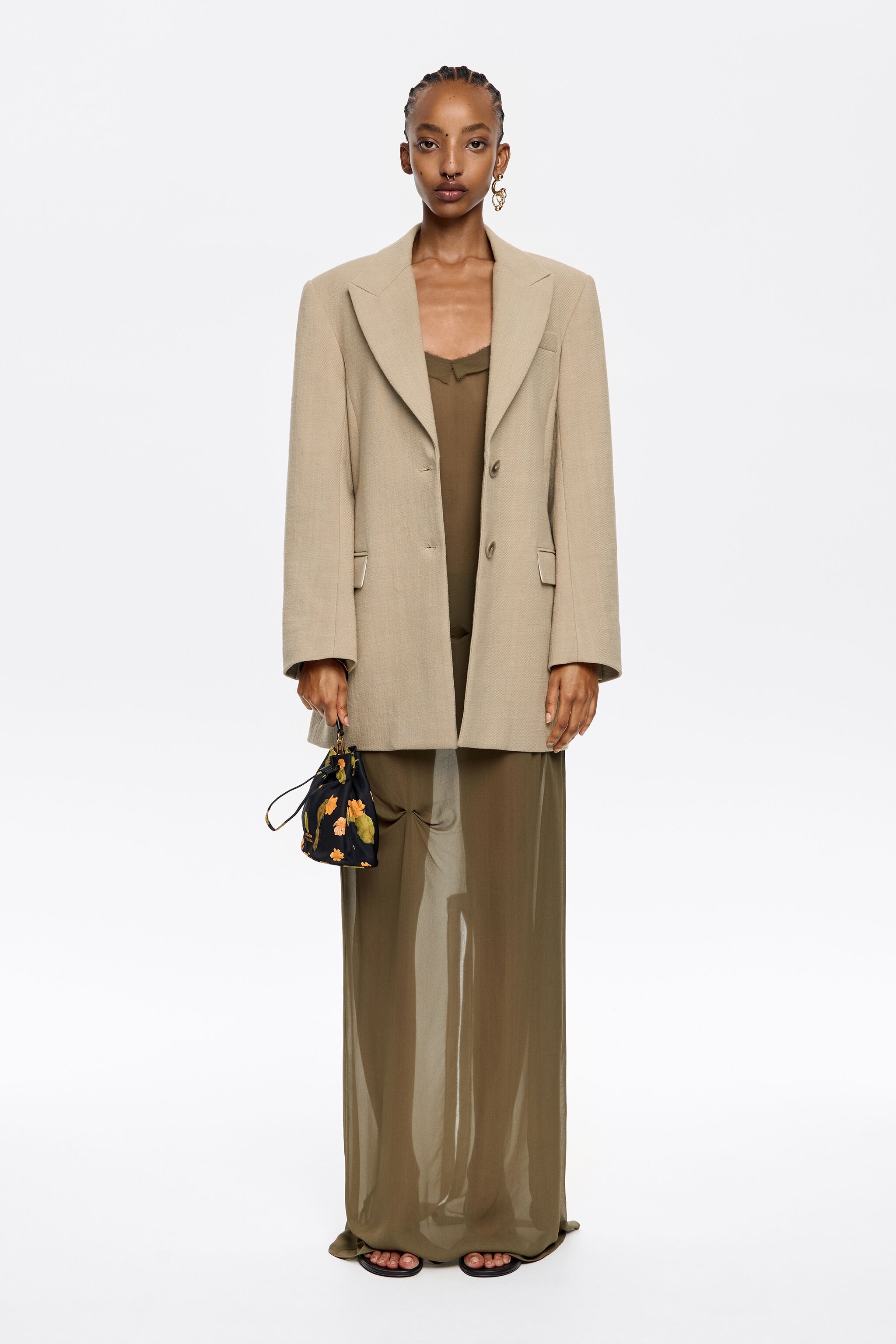 Sand fitted tailored jacket