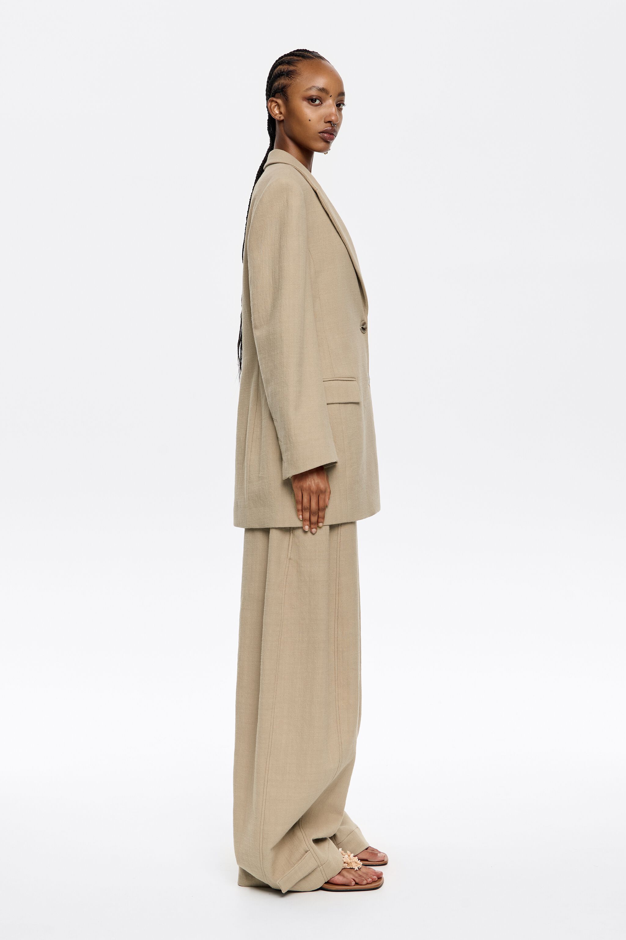 Sand fitted tailored jacket