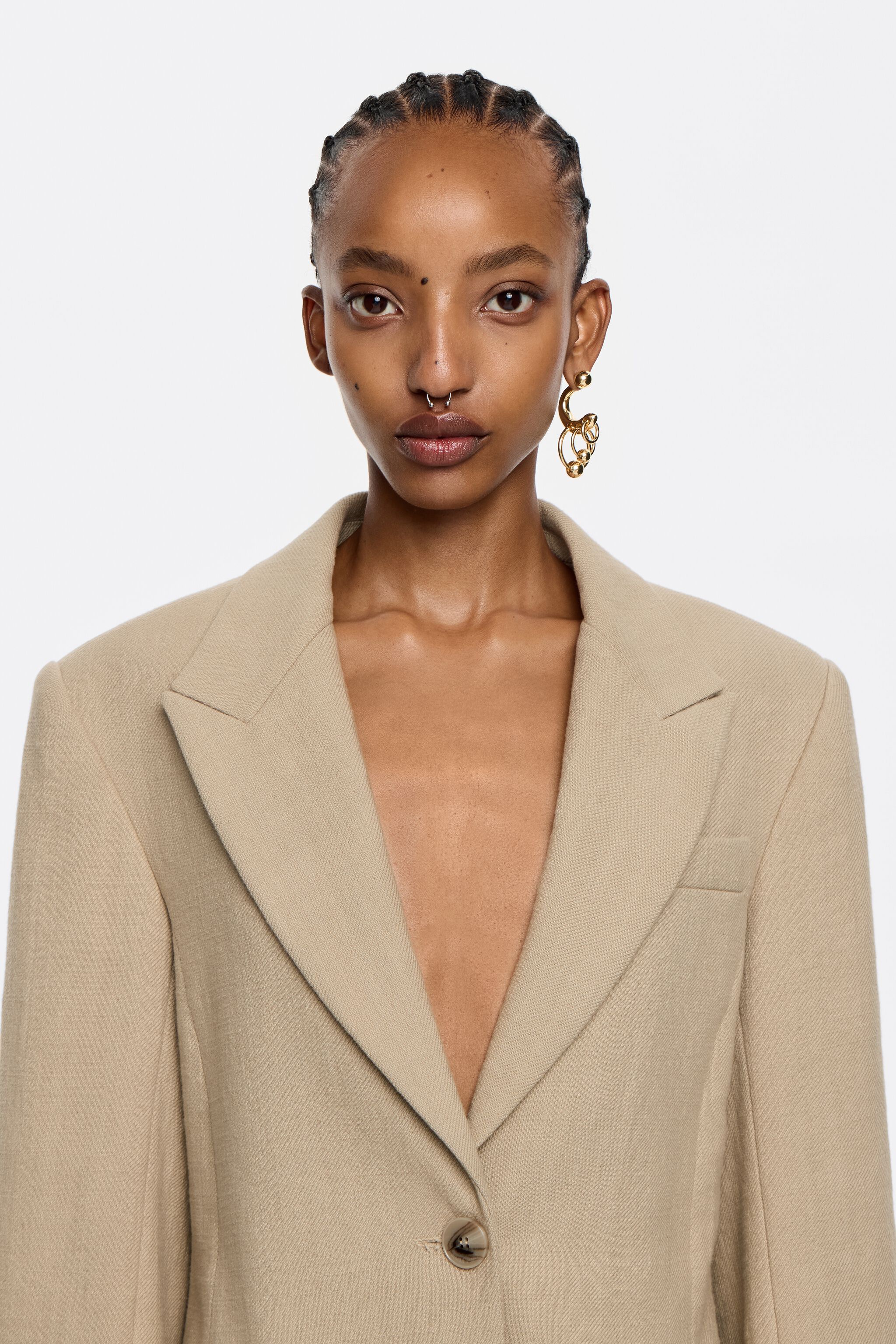 Sand fitted tailored jacket