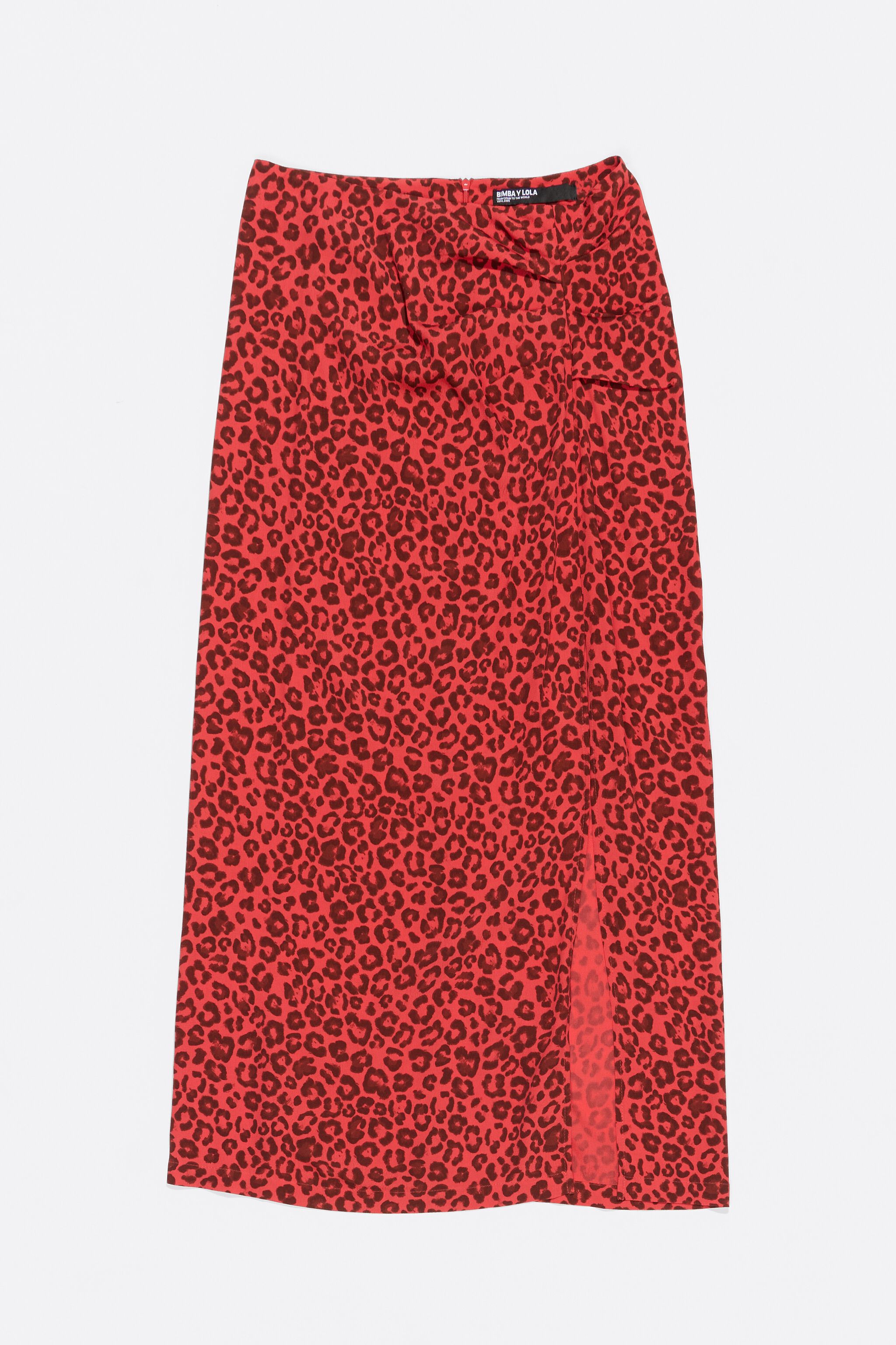 Red Animalspots midi skirt