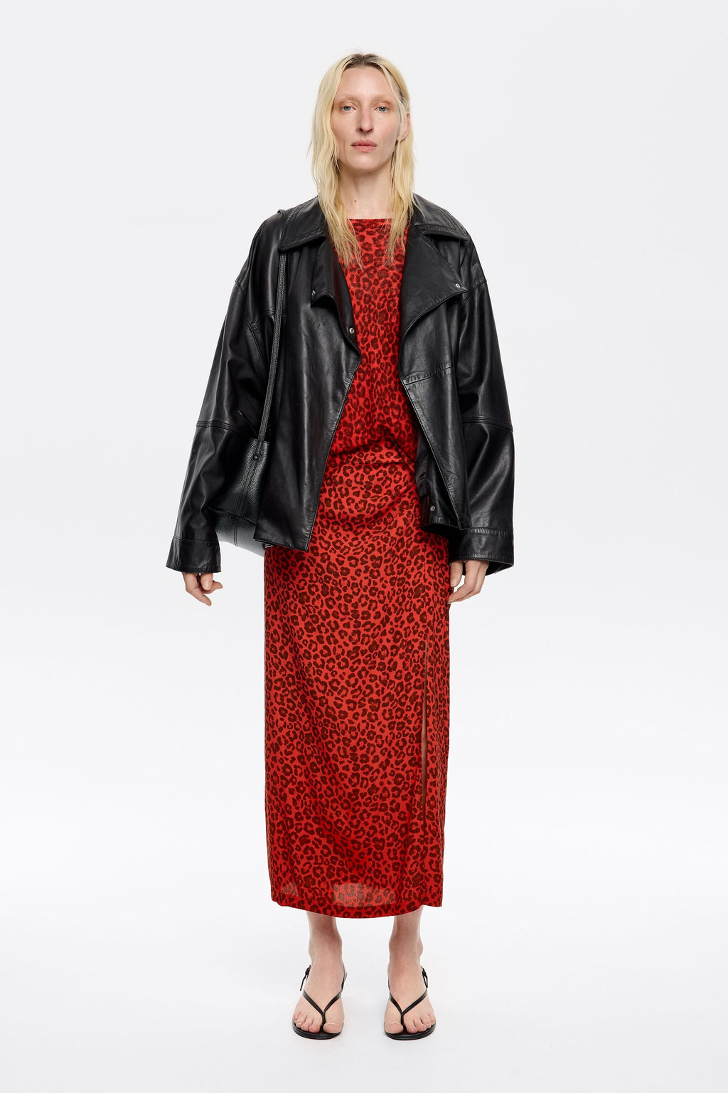Red Animalspots midi skirt