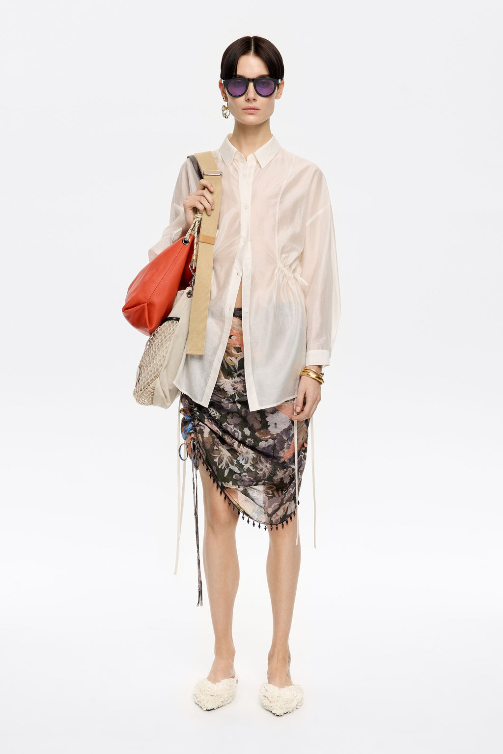 Khaki Gazania adjustable mini skirt