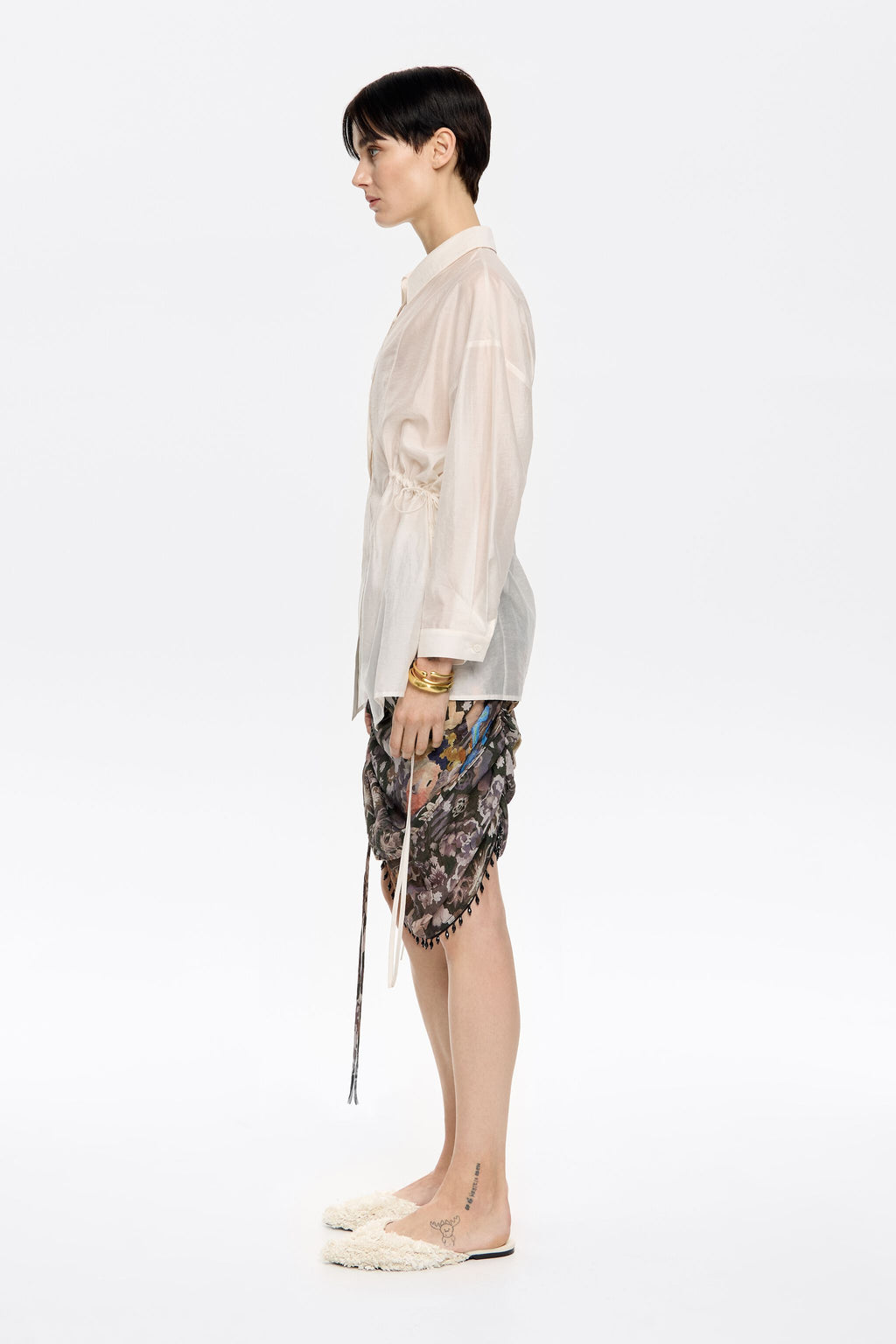 Khaki Gazania adjustable mini skirt