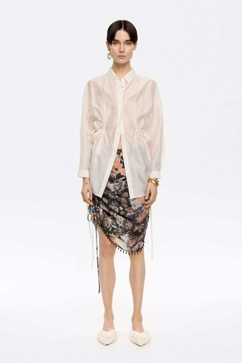 Khaki Gazania adjustable mini skirt