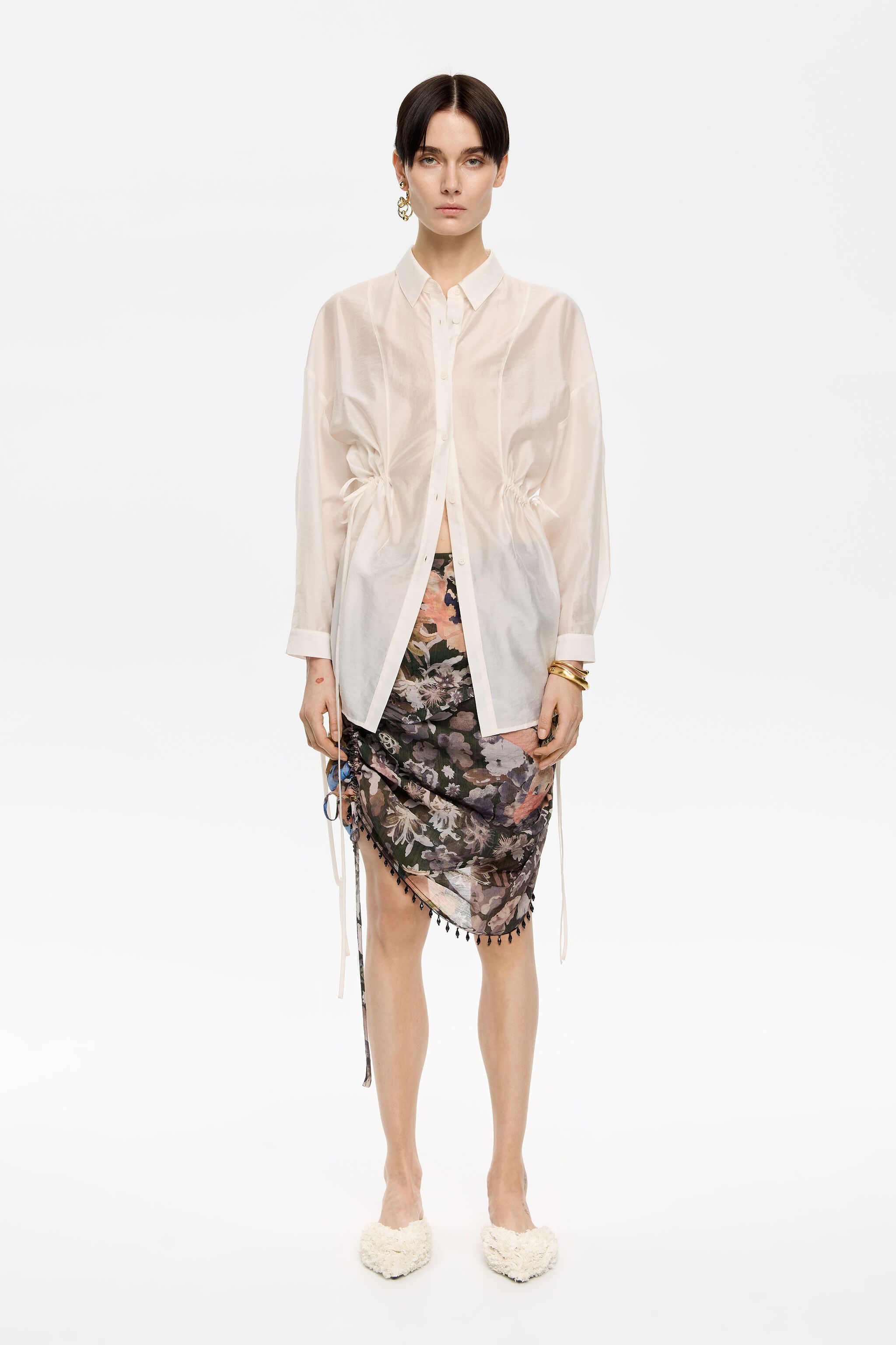 Khaki Gazania adjustable mini skirt