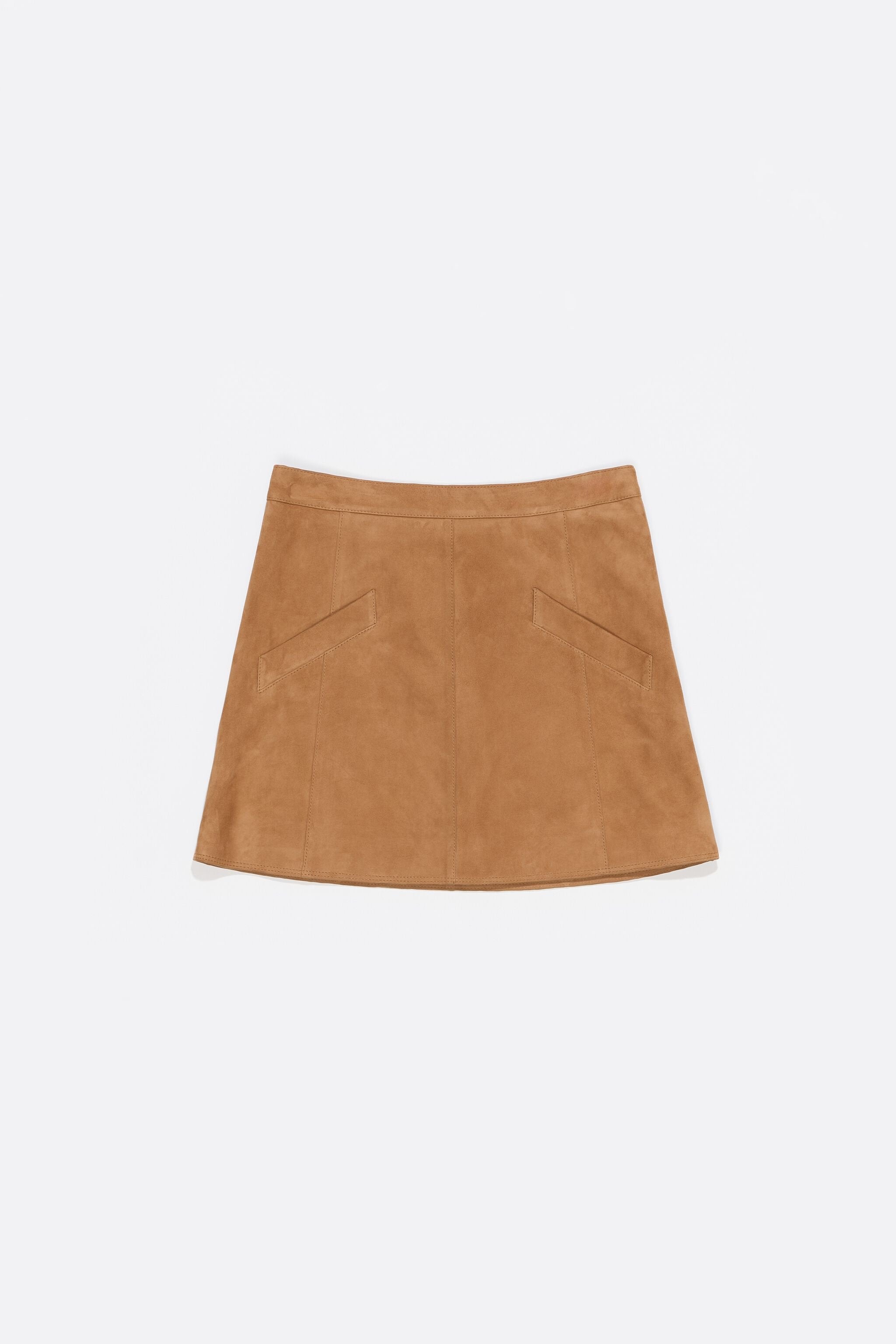 Camel leather miniskirt