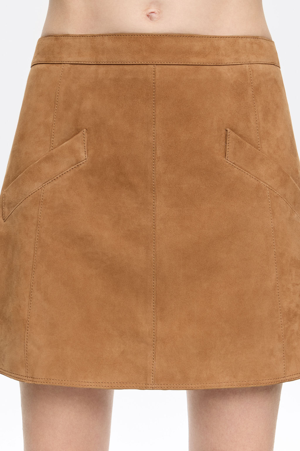 Camel leather miniskirt